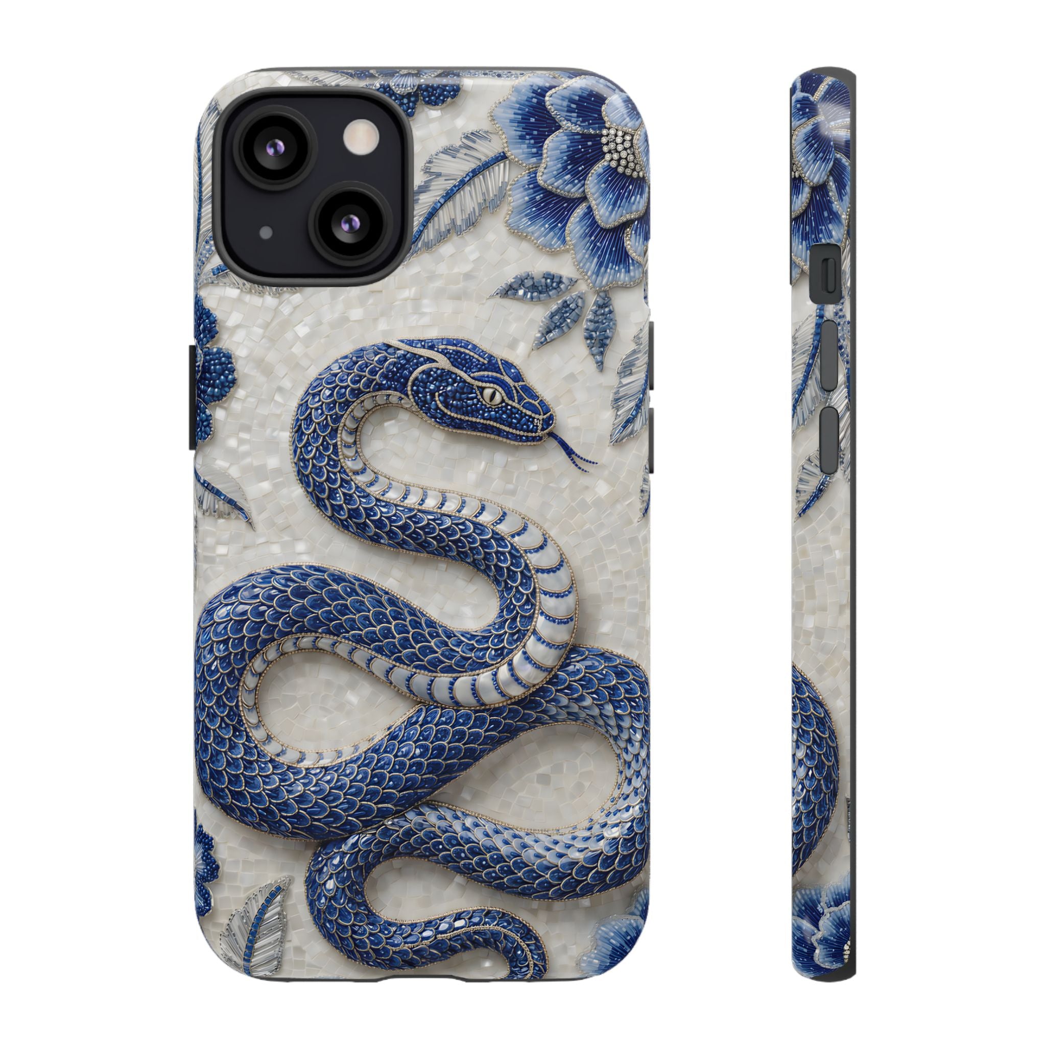 Asian Zodiac Snake iPhone Case | Blue & White Porcelain Slim Shockproof Case | Year of the Snake