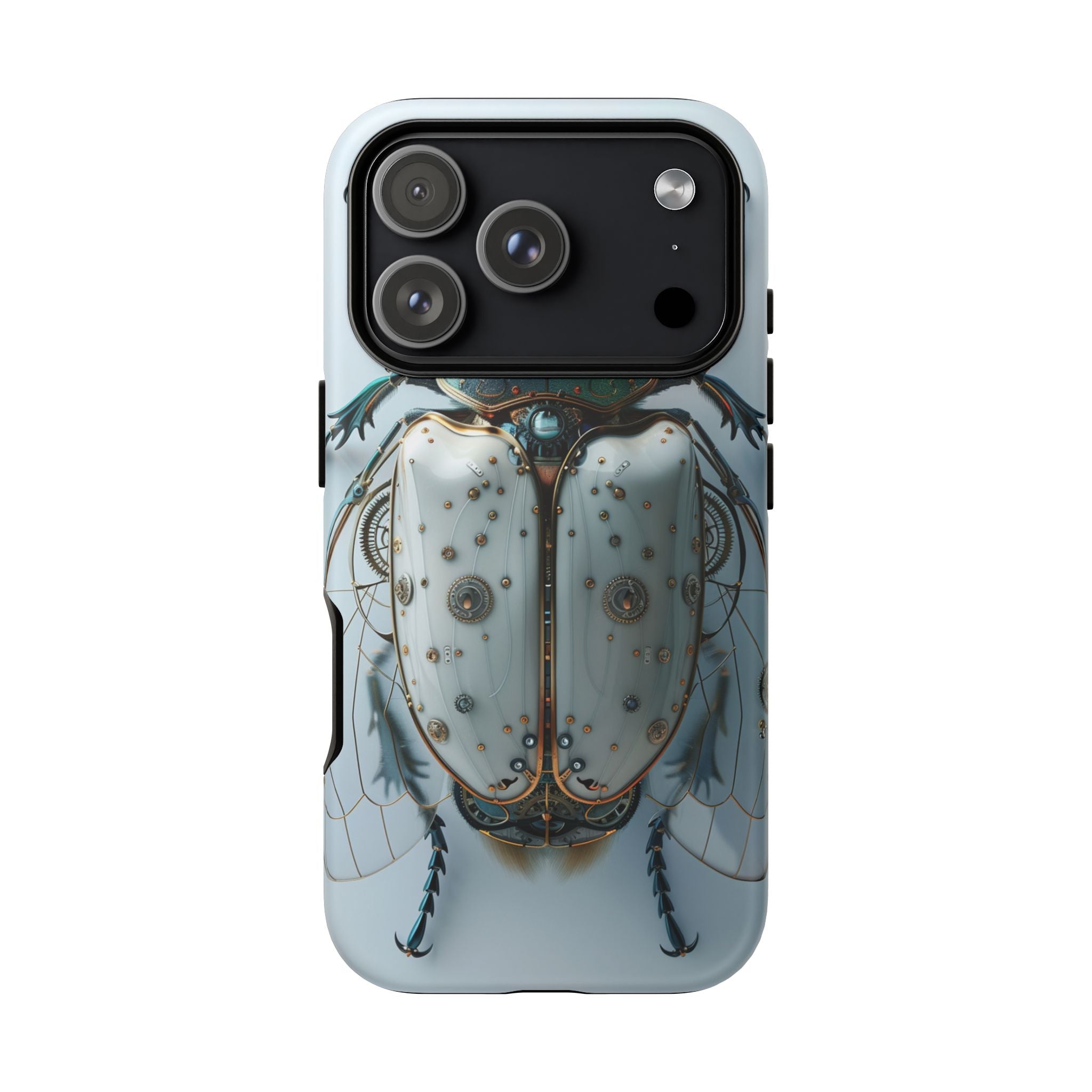 Steampunk White Beetle Protective Tough iPhone Case