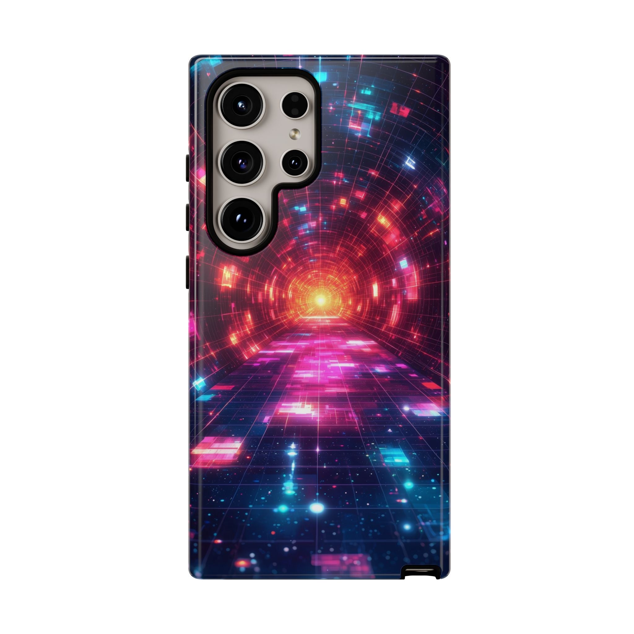 Neon Tunnel Tough Samsung Galaxy Case — Retro Futuristic Galaxy Design