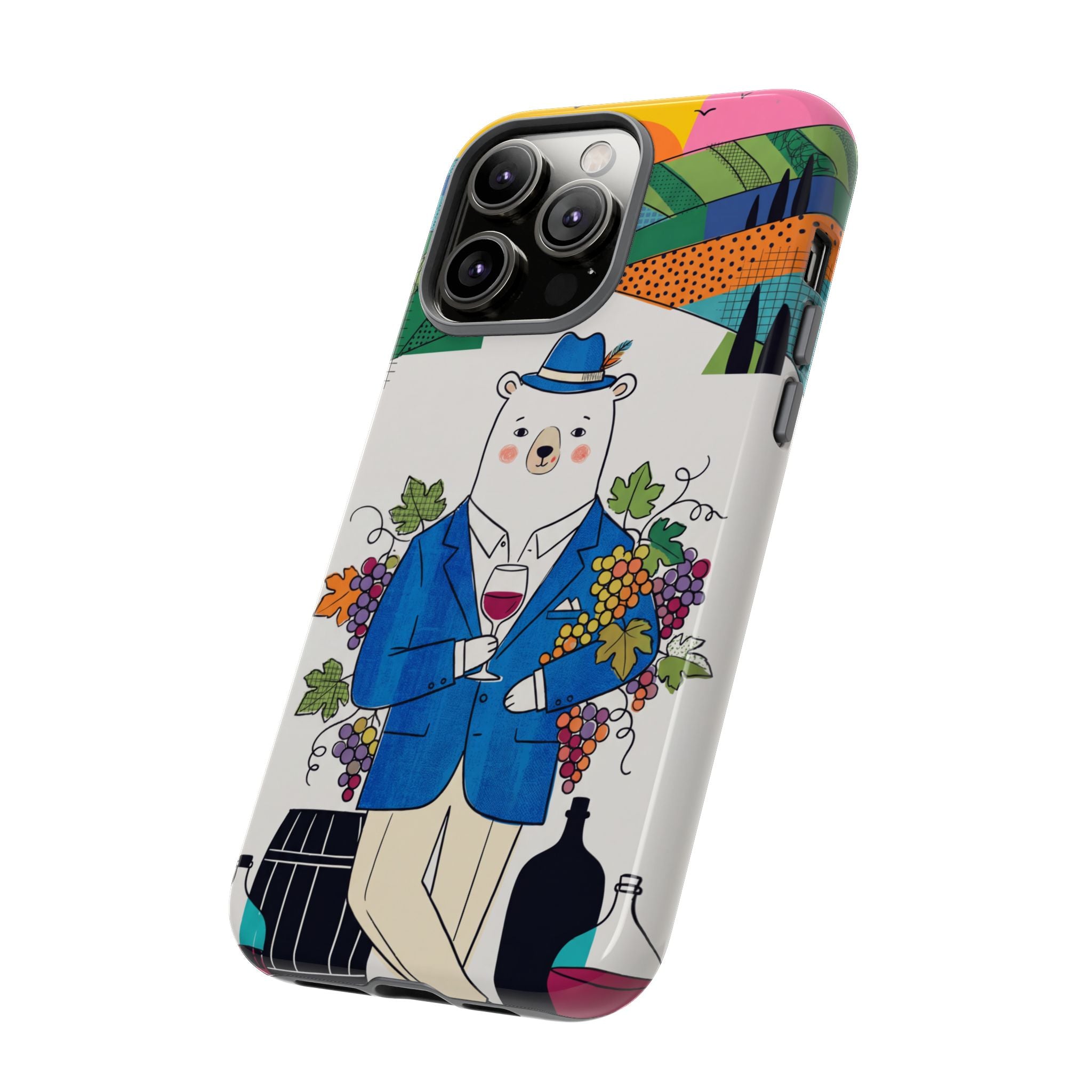 Dapper Polar Bear Wine Lover Illustrated Protective iPhone Case