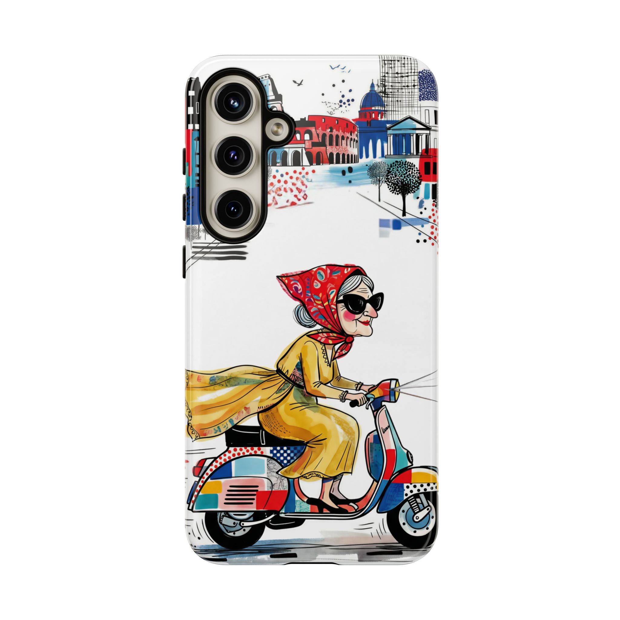 Vintage Vespa Granny Samsung Galaxy Phone Case | Retro Scooter Travel iPhone Cover