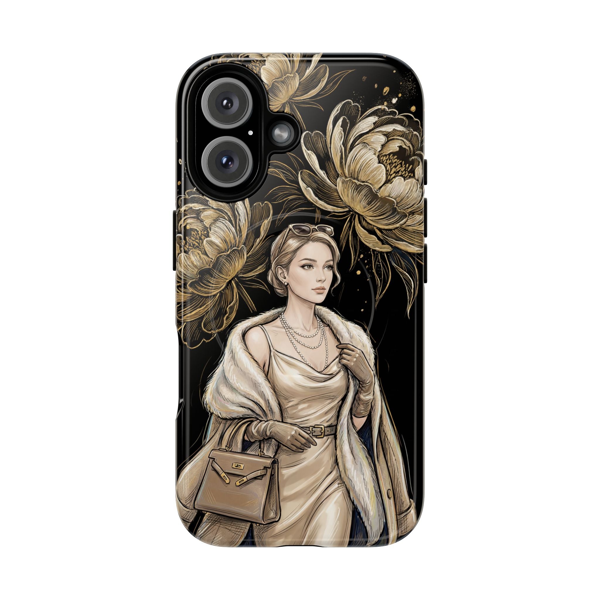 Elegant Vintage Lady Floral MagSafe iPhone Case | Chic Protective Cover for Women