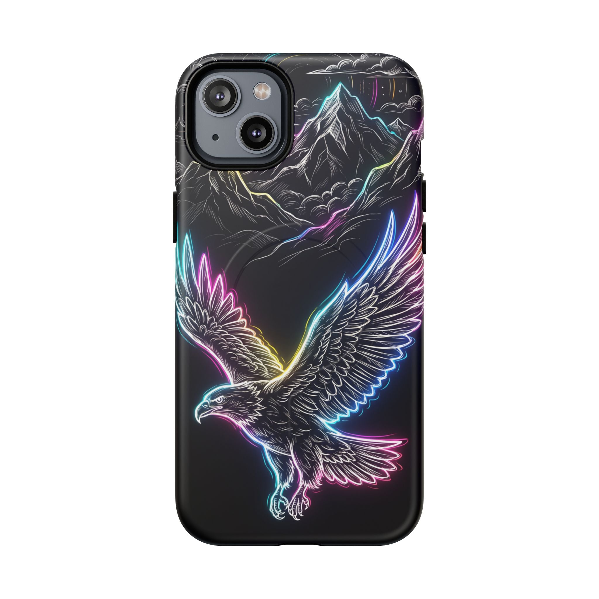 Neon Eagle MagSafe iPhone Case with Mountain Design