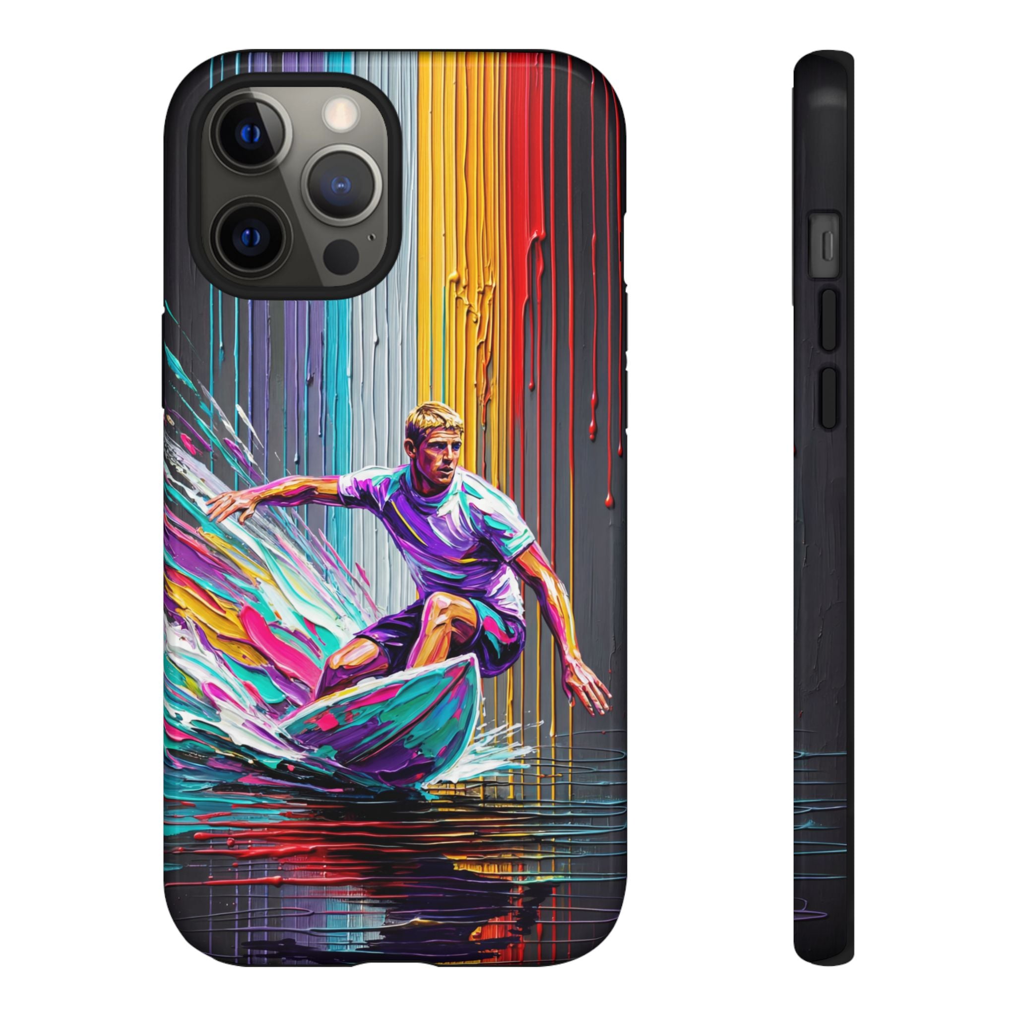 Surfing Art iPhone Case | Colourful Wave Surfer Protective Cover