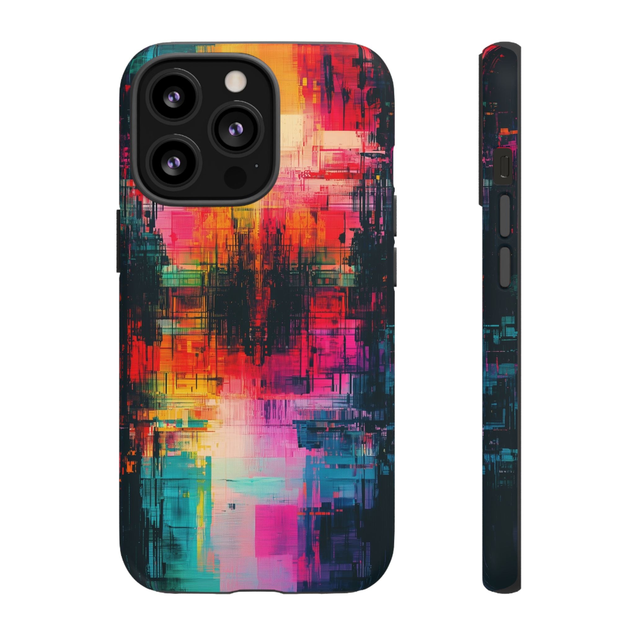 Abstract Neon Glitch Art Tough iPhone Case