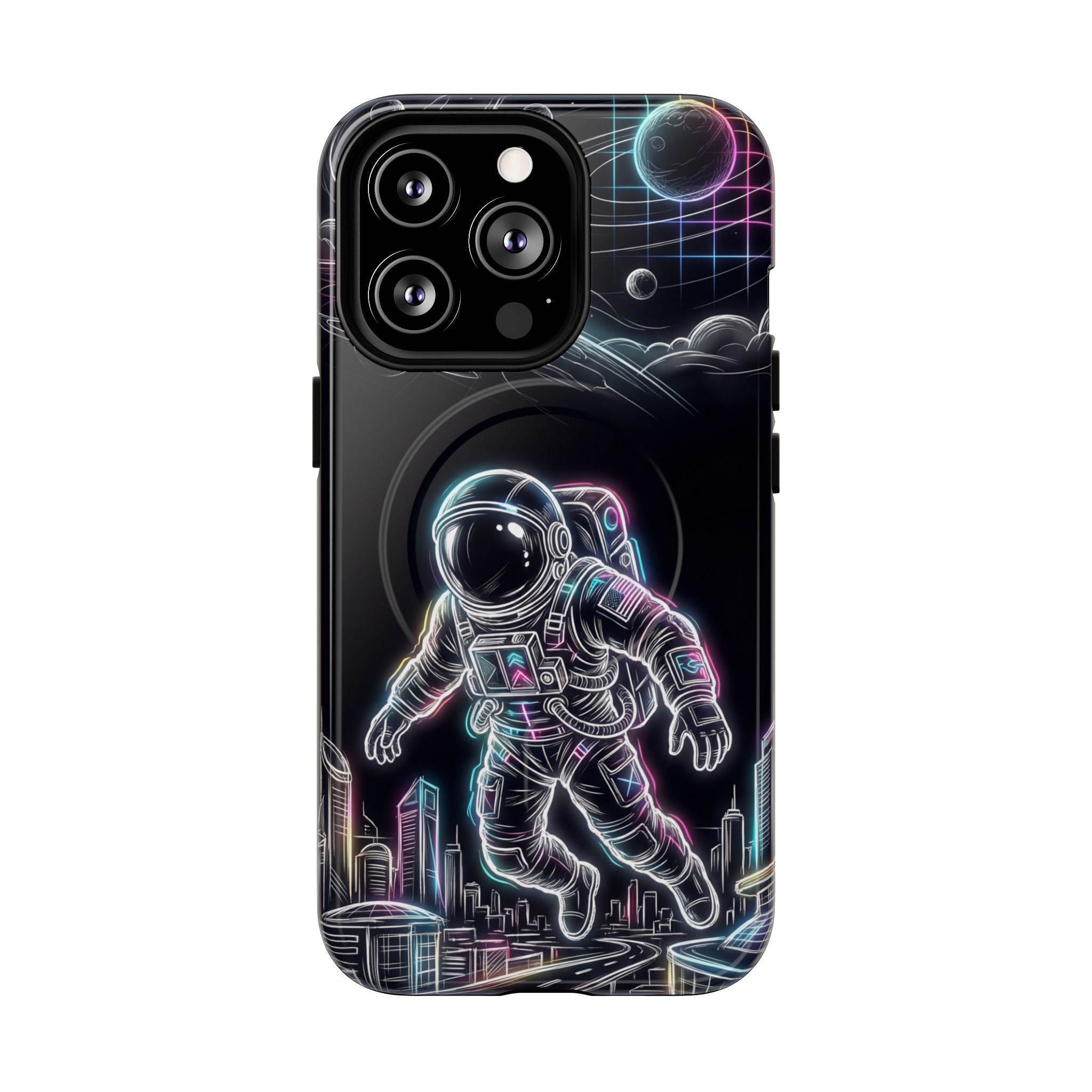 Space Explorer Astronaut NeonMagSafe iPhone Case