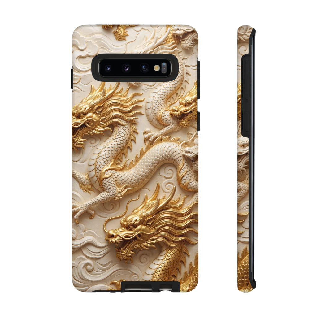 Dragon Relief Samsung Galaxy Case — Gold Carved Dragon Protective Cover