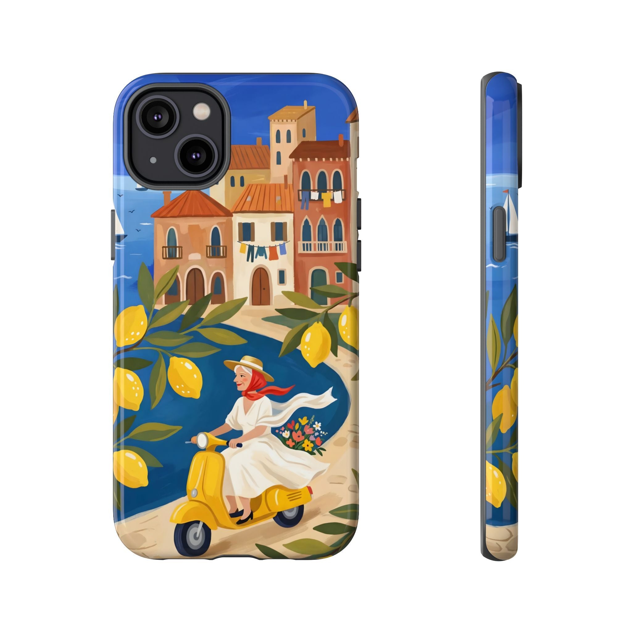Lemon Coast Scooter iPhone Case | Mediterranean Vespa Travel Design