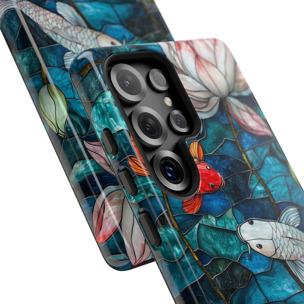Koi Pond Tough Samsung Galaxy Case — Stained Glass Lotus & Koi Design