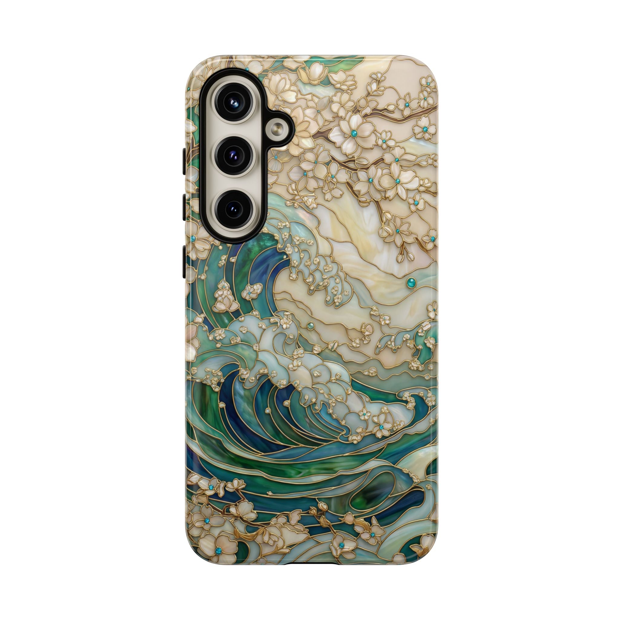 Elegant Ocean Wave Floral Art Samsung Galaxy Case