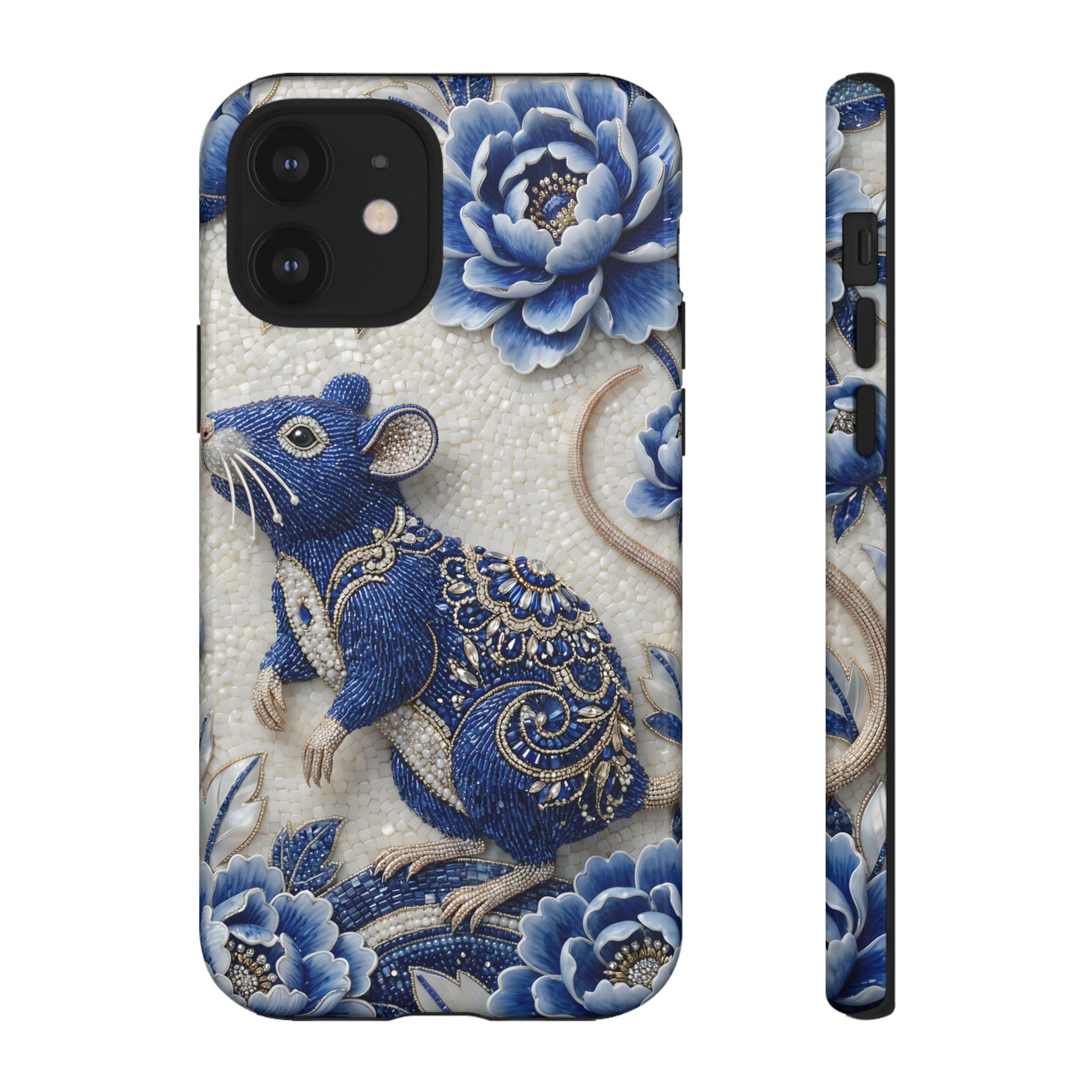 Asian Zodiac Rat iPhone Case | Blue & White Porcelain Art Slim Protective iPhone Case | Year of the Rat Gift