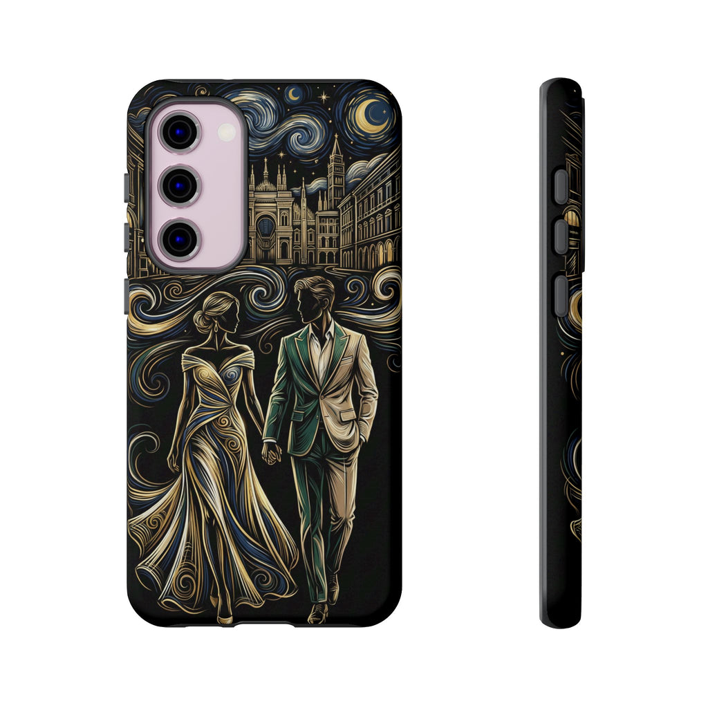 Romantic Night Walk Samsung Galaxy Phone Case | Elegant Couple Art