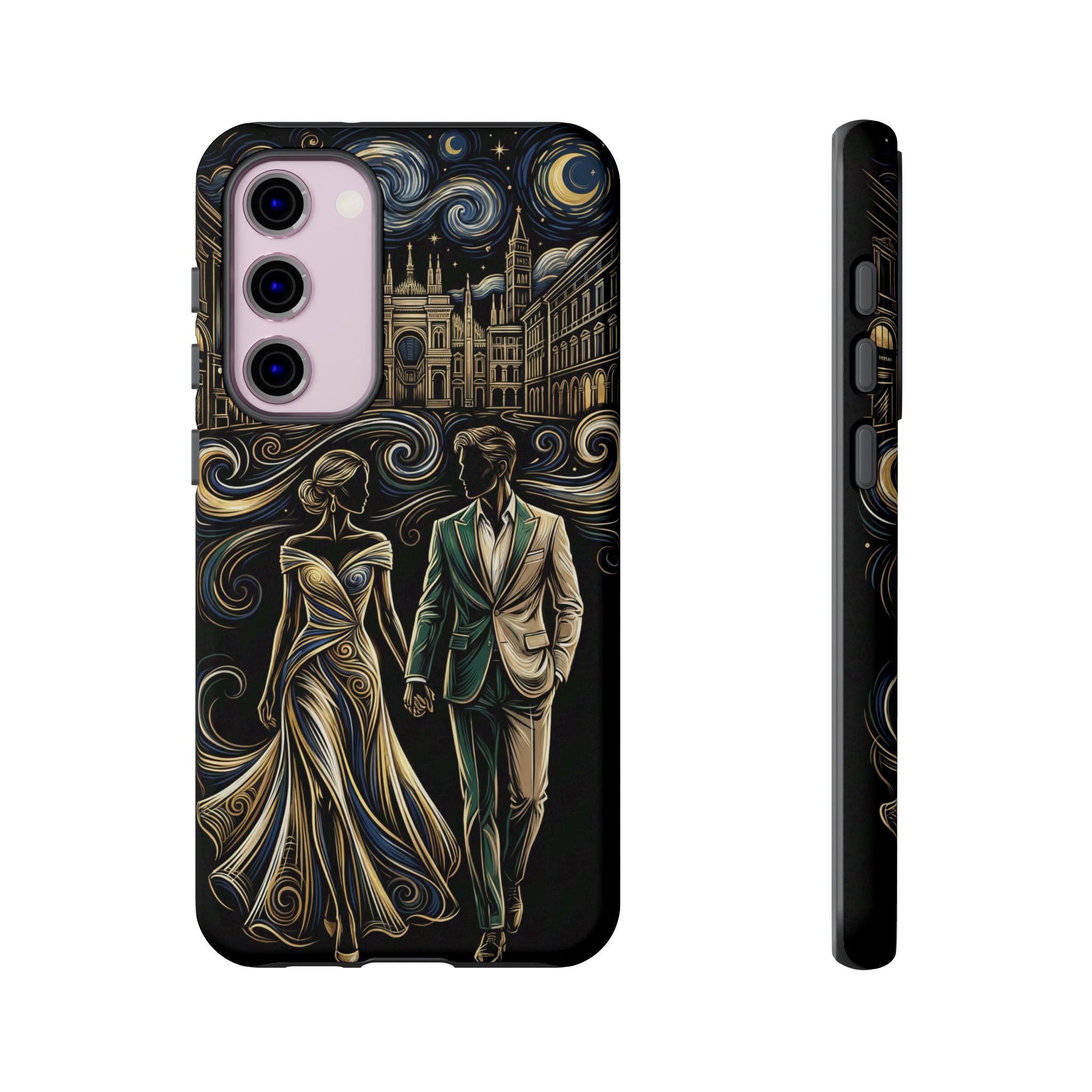Romantic Night Walk Samsung Galaxy Phone Case | Elegant Couple Art