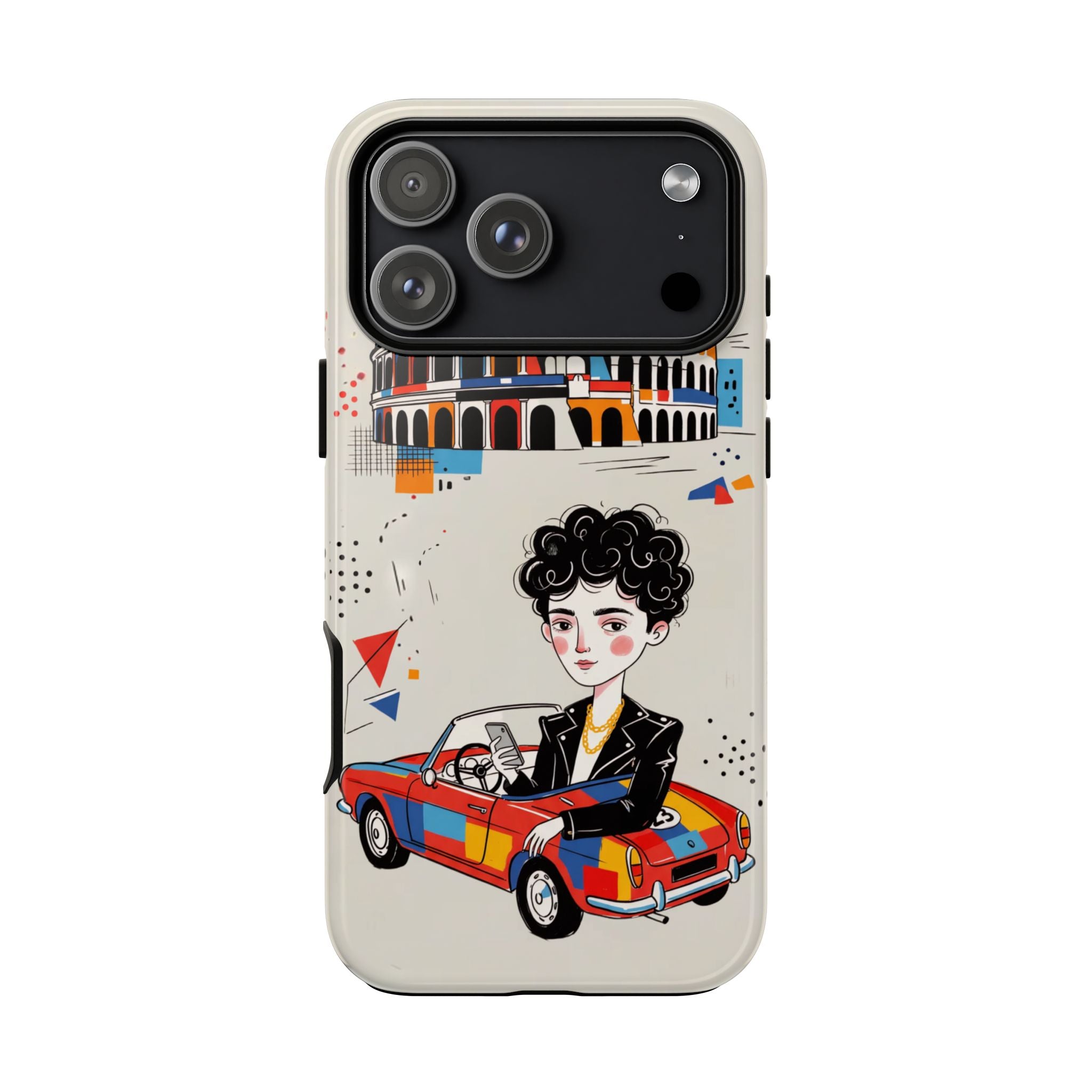 Retro Mille Miglia Car Illustration with Driver iPhone Case