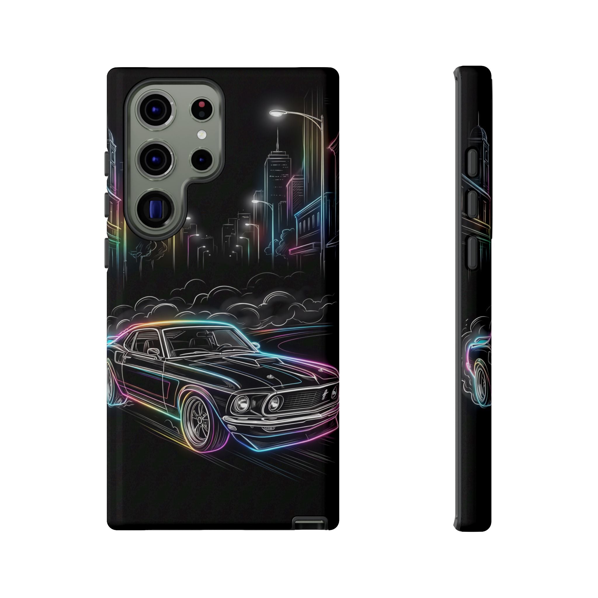 Neon Muscle Car Samsung Galaxy Phone Case | Retro City Nightscape