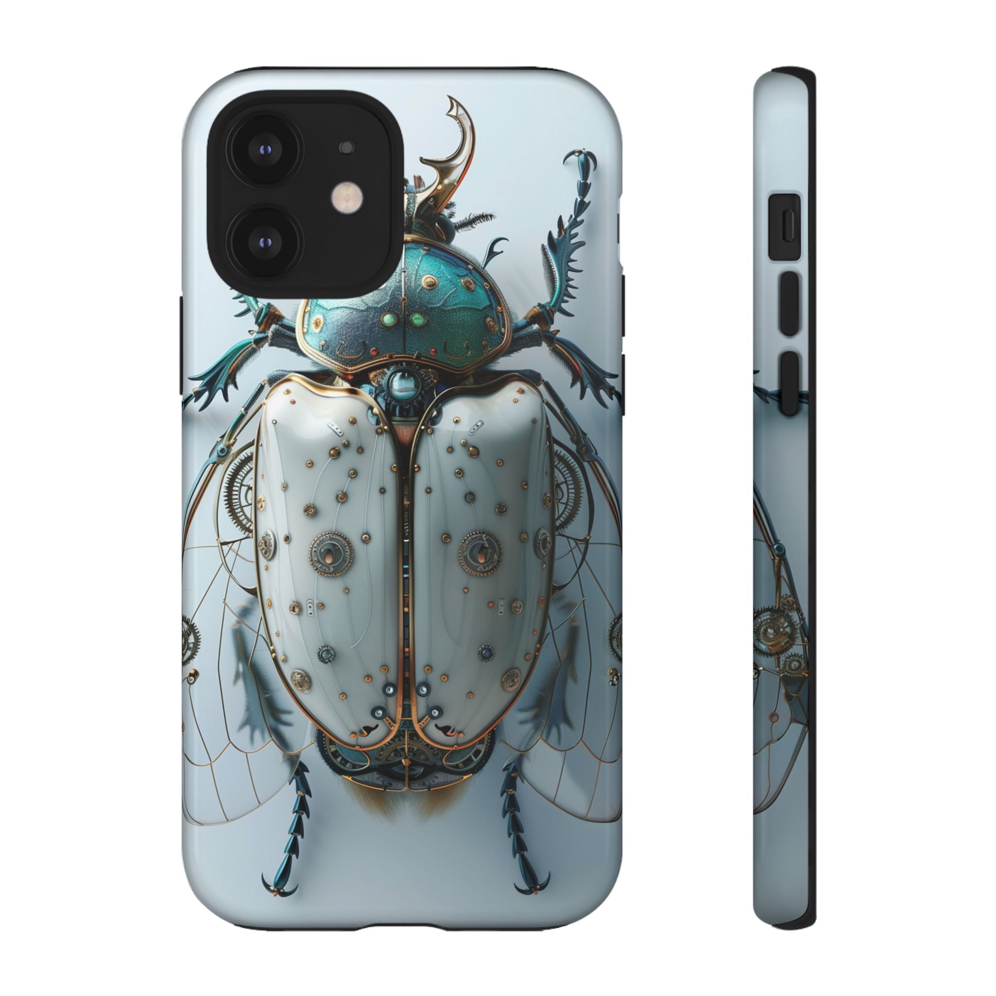 Steampunk White Beetle Protective Tough iPhone Case
