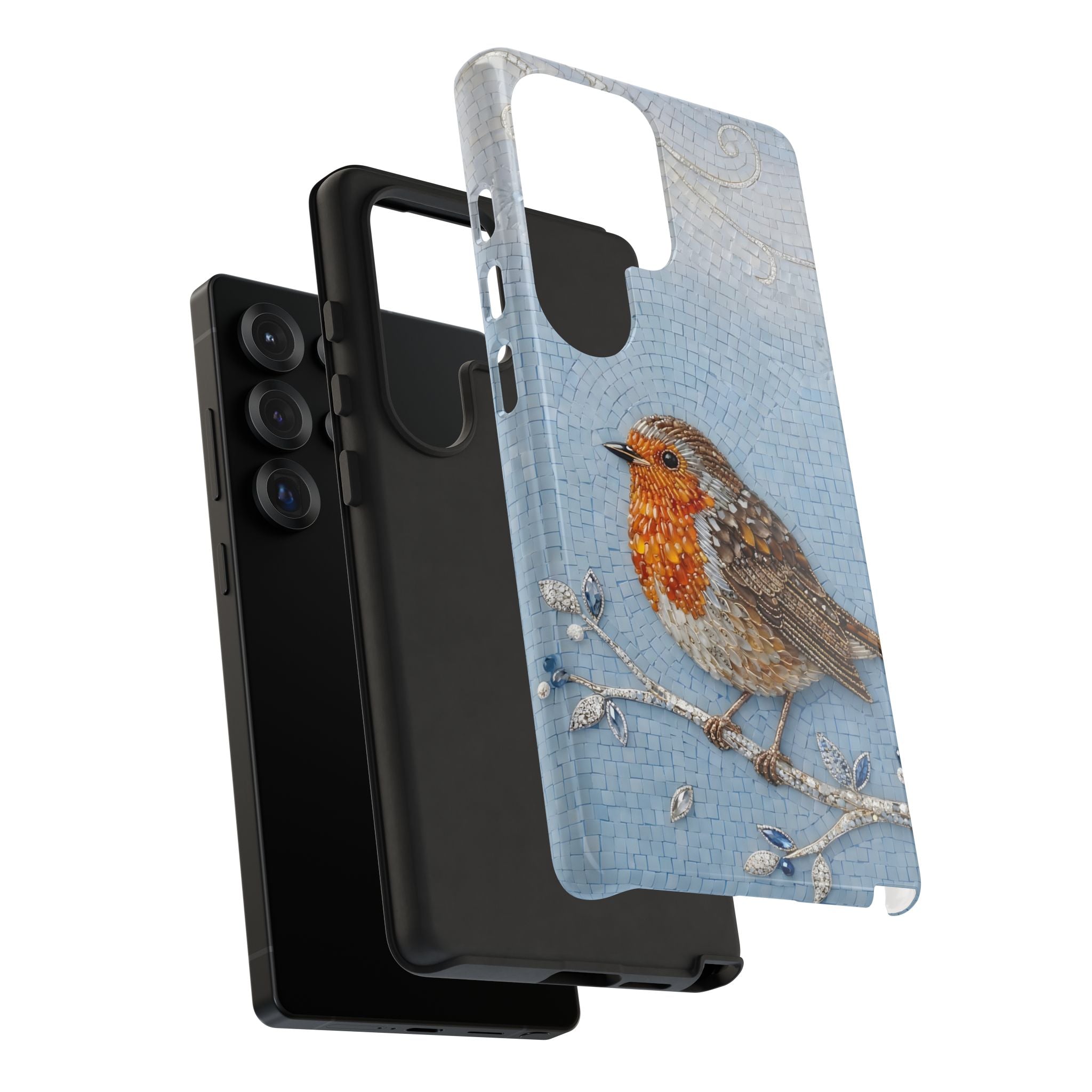 Robin Winter Samsung Galaxy Phone Case — Protective Floral Bird Design