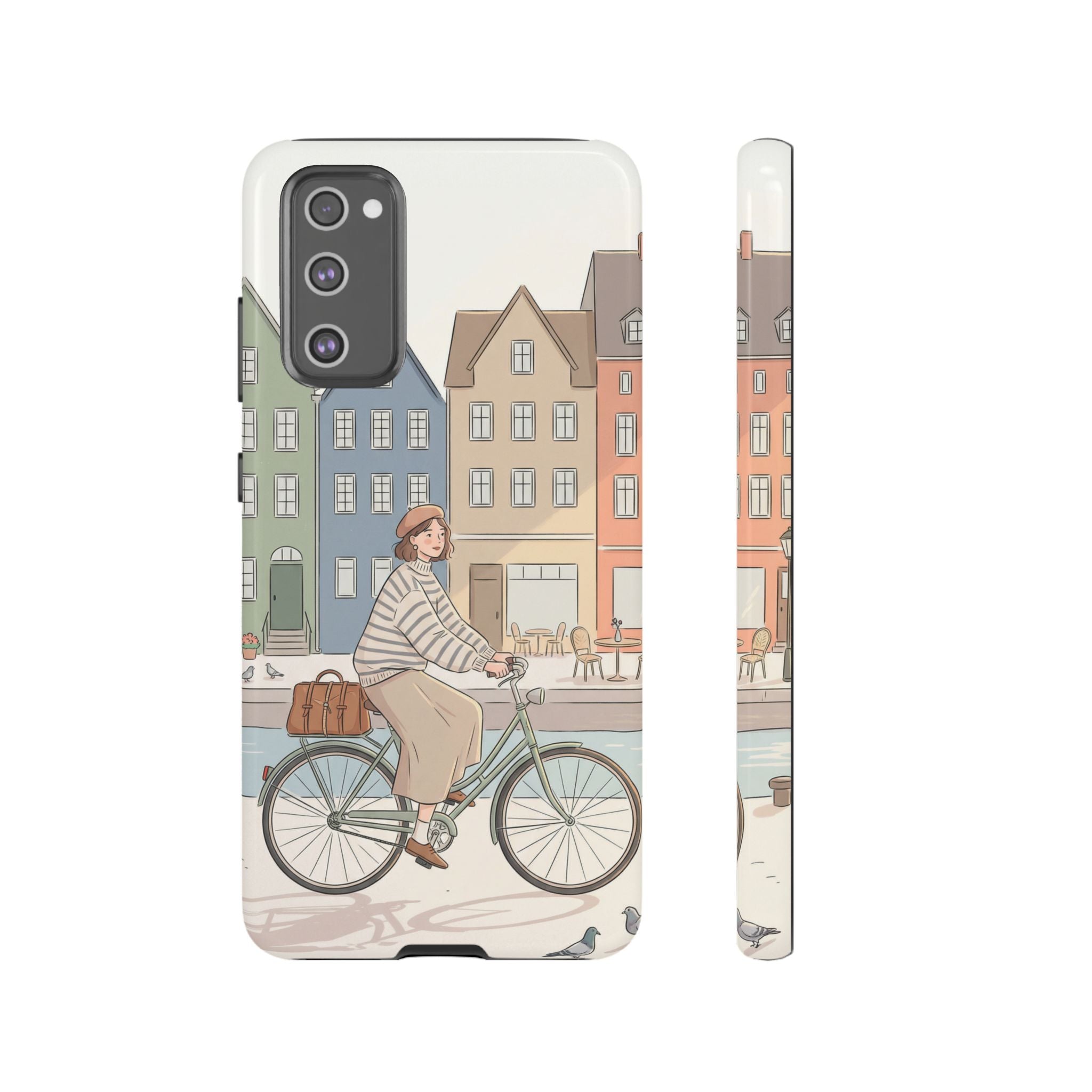 City Bike Samsung Galaxy Phone Case | Cozy European Street Illustration Tough Cases