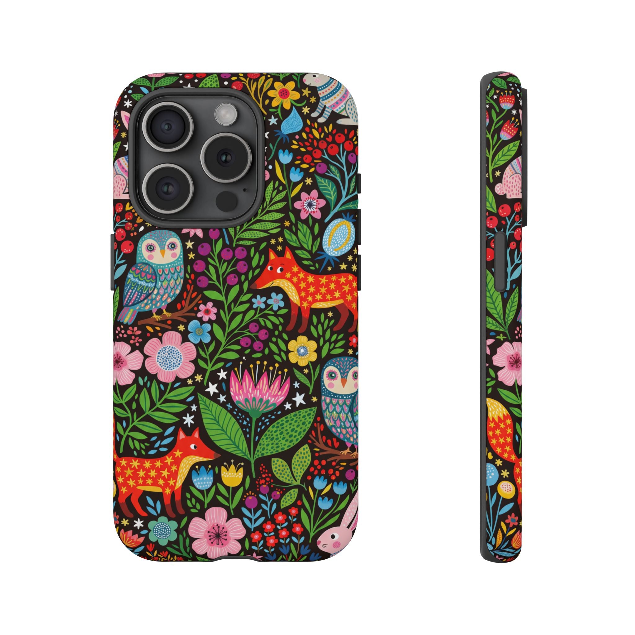 Floral Woodland iPhone Case | Colourful Fox & Owl Protective Cover