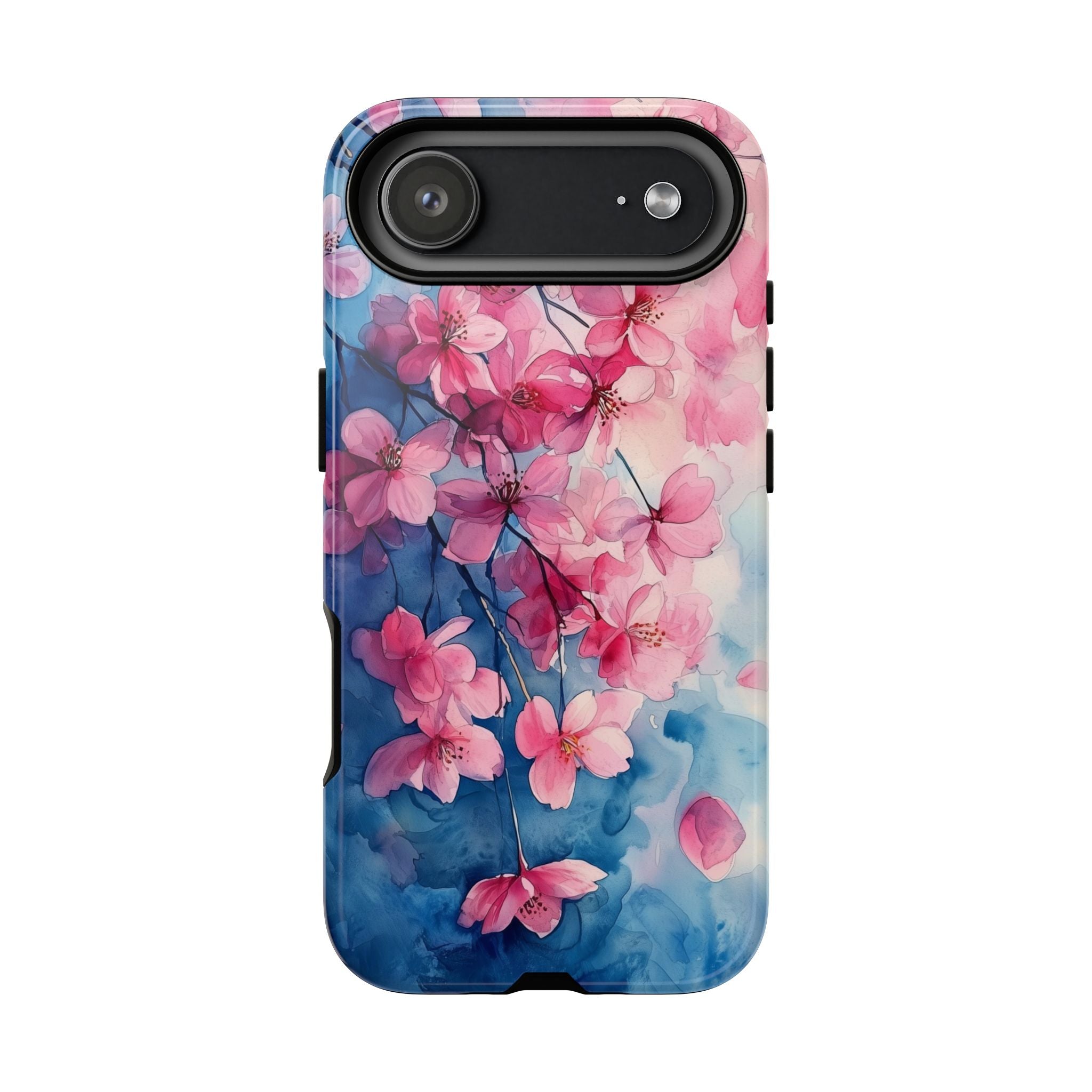 Floral Cherry Blossom iPhone Case | Pink Blue Watercolour