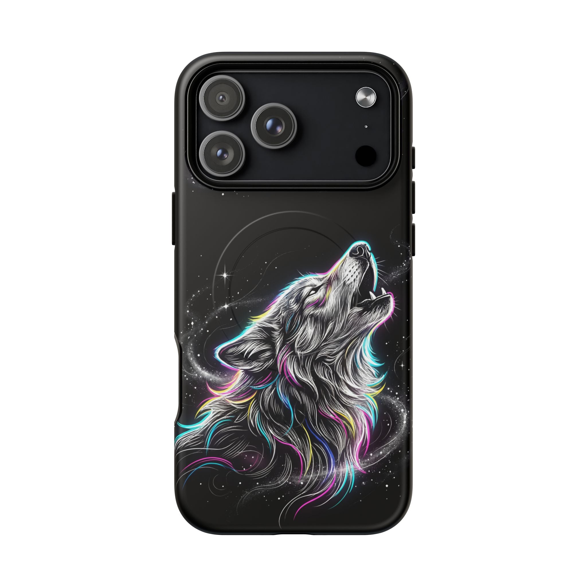 Wolf Galaxy Tough MagSafe iPhone Case | Colorful Howling Wolf Space Design