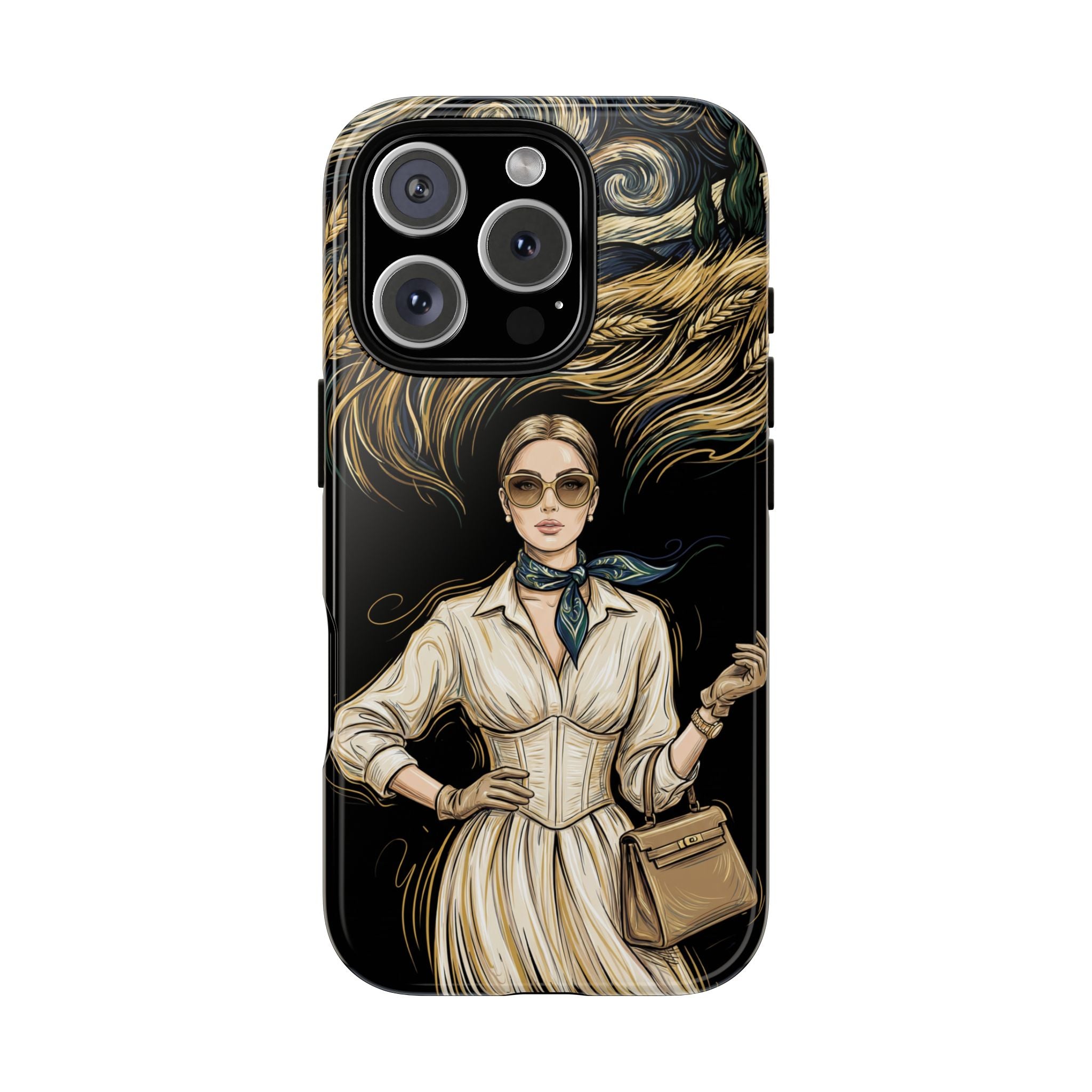 Vintage Elegance iPhone Case | Retro Woman with Flowing Golden Hair