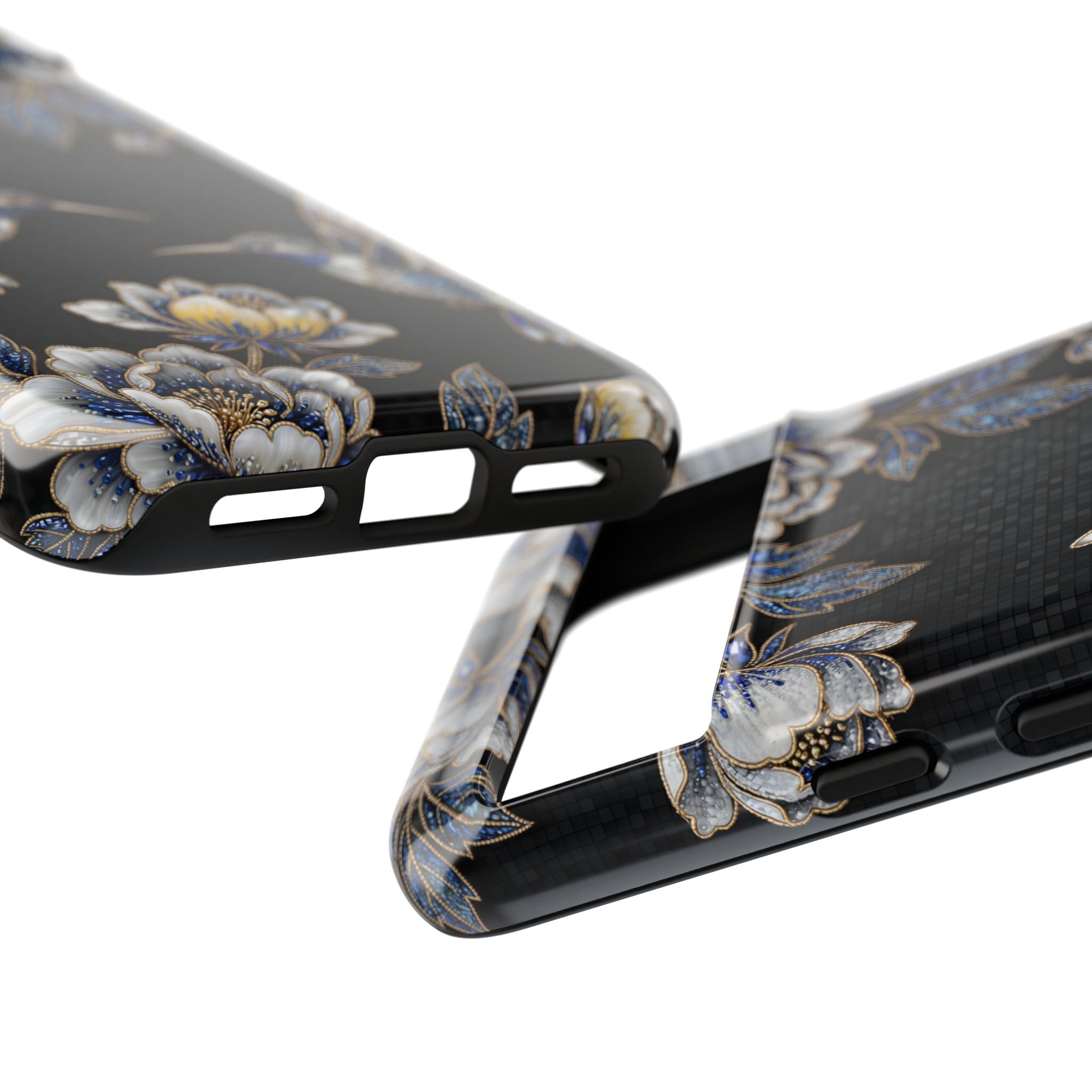 Hummingbird & Peony Floral Google Pixel Phone Case | Elegant Black Protective Cover