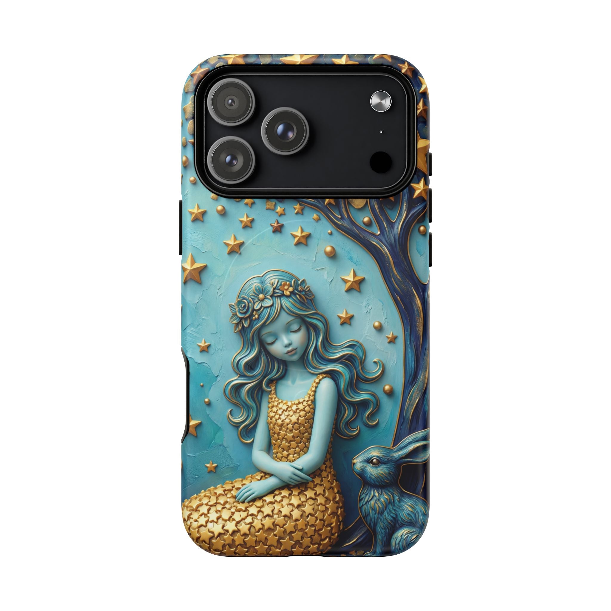 Custodia rigida MagSafe per iPhone Dreamy Maiden Under Starry Sky