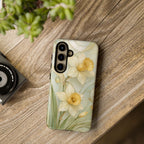 Stained Glass Daffodil Samsung Galaxy Phone Case | Yellow Floral Phone Cover