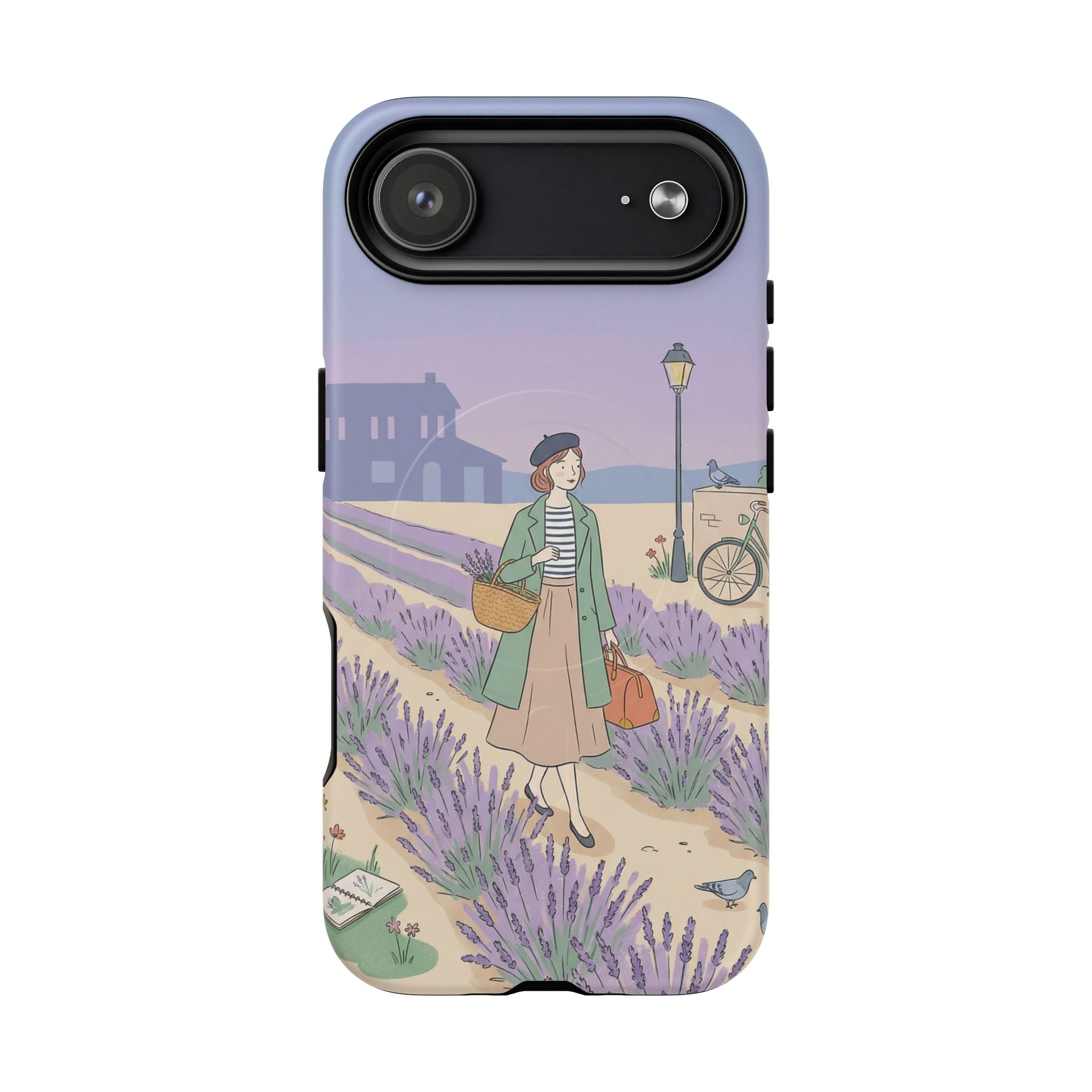 Lavender Field MagSafe iPhone Case | Vintage Travel Illustration Protective Case