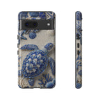 Custodia per Google Pixel in ceramica blu con motivo tartaruga marina