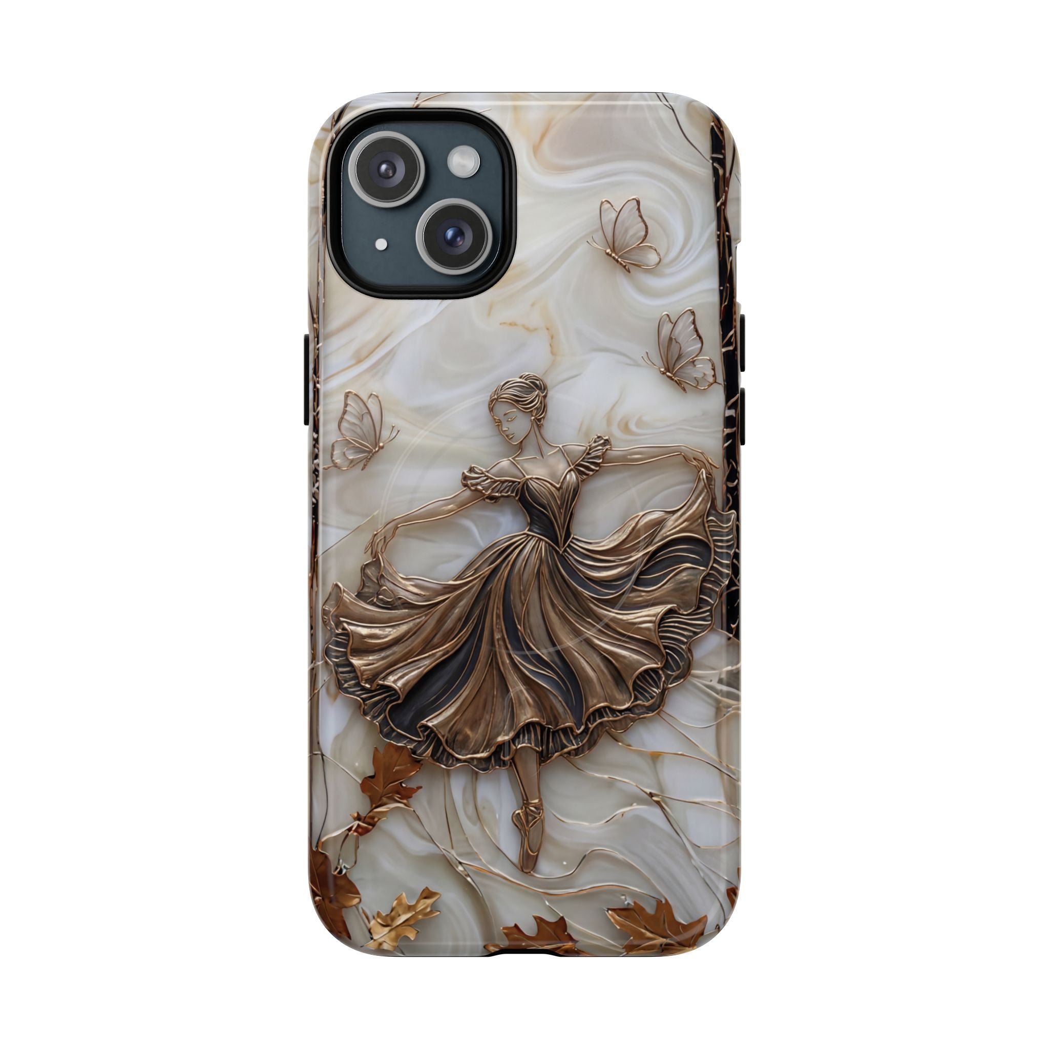 Ballet Dancer Tough MagSafe iPhone Case — Elegant Swirl Art Protective Cover