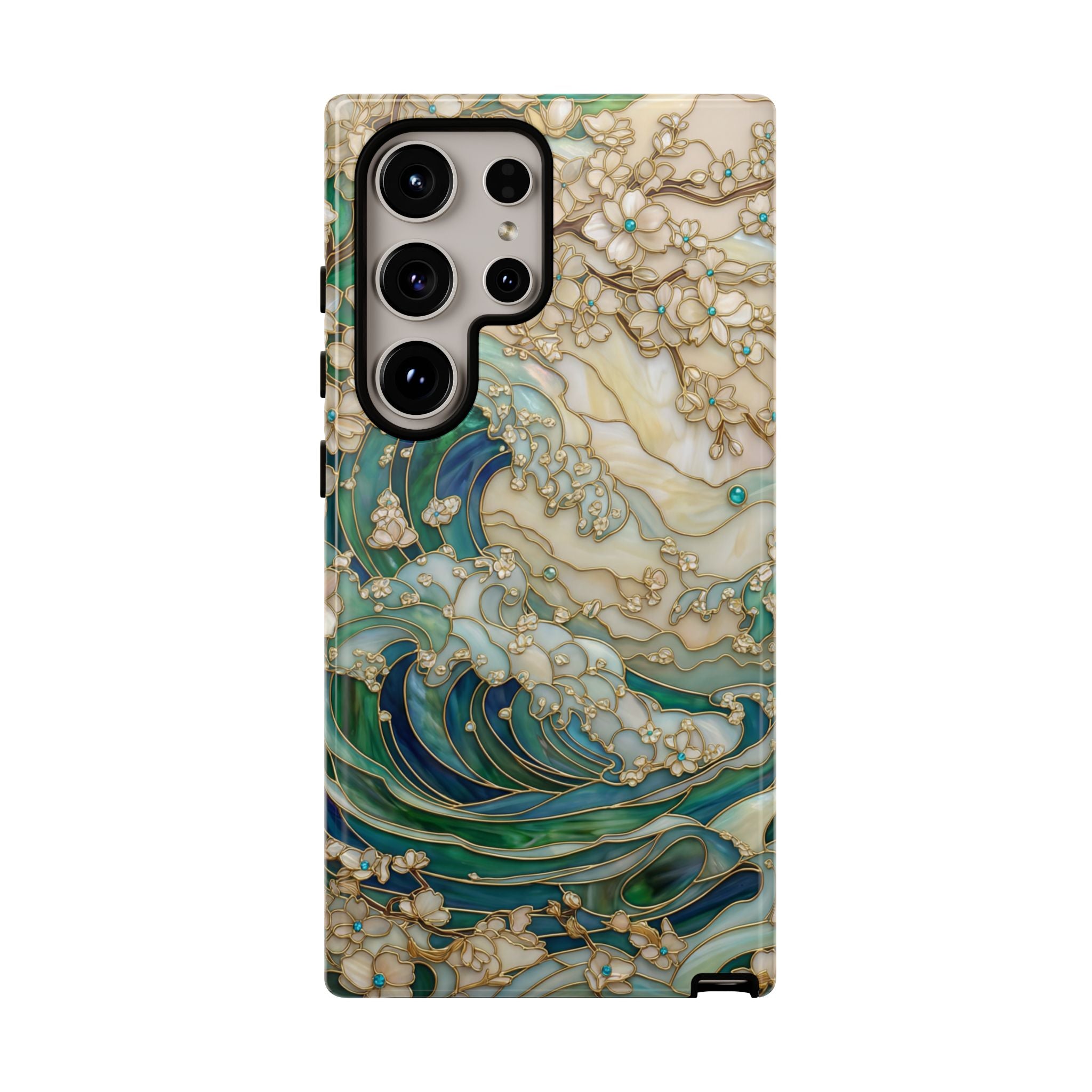 Elegant Ocean Wave Floral Art Samsung Galaxy Case
