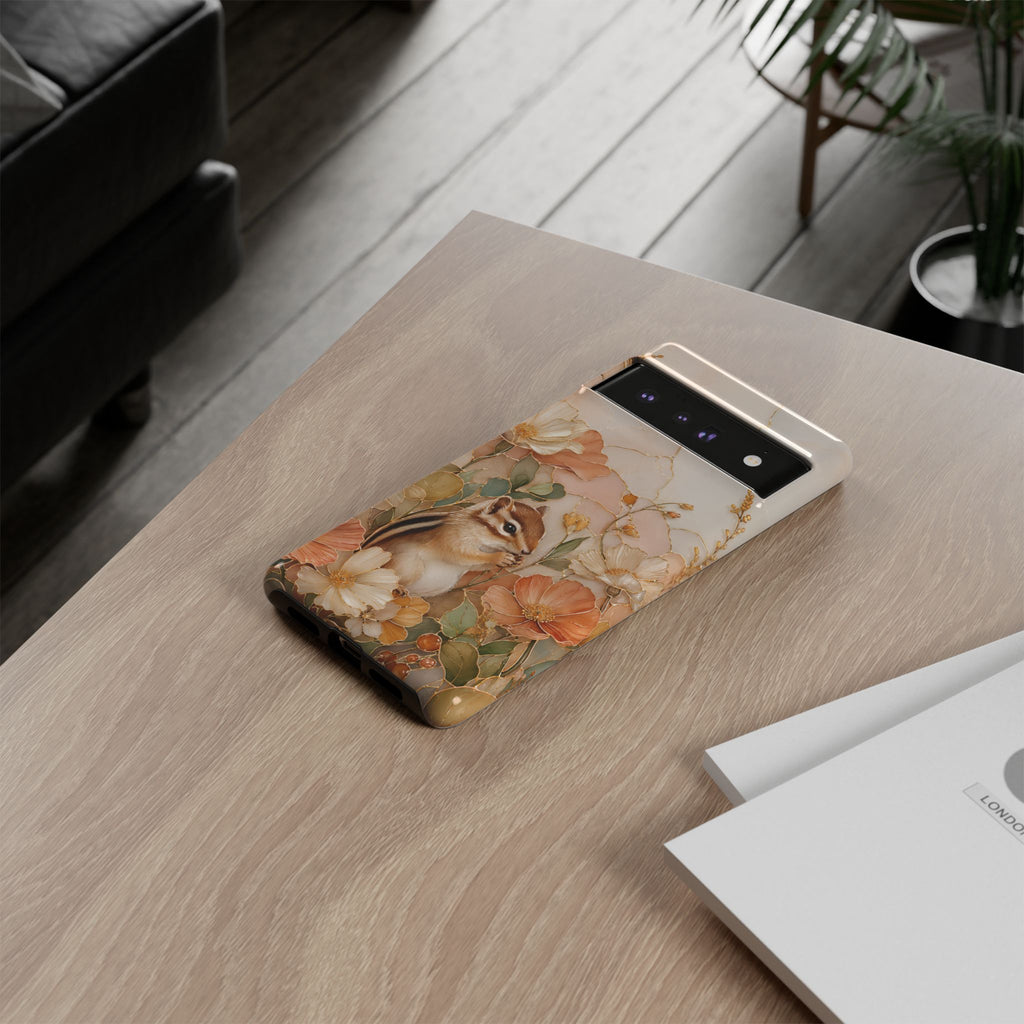 Chipmunk Google Pixel Phone Case | Stained Glass Woodland Animal Case