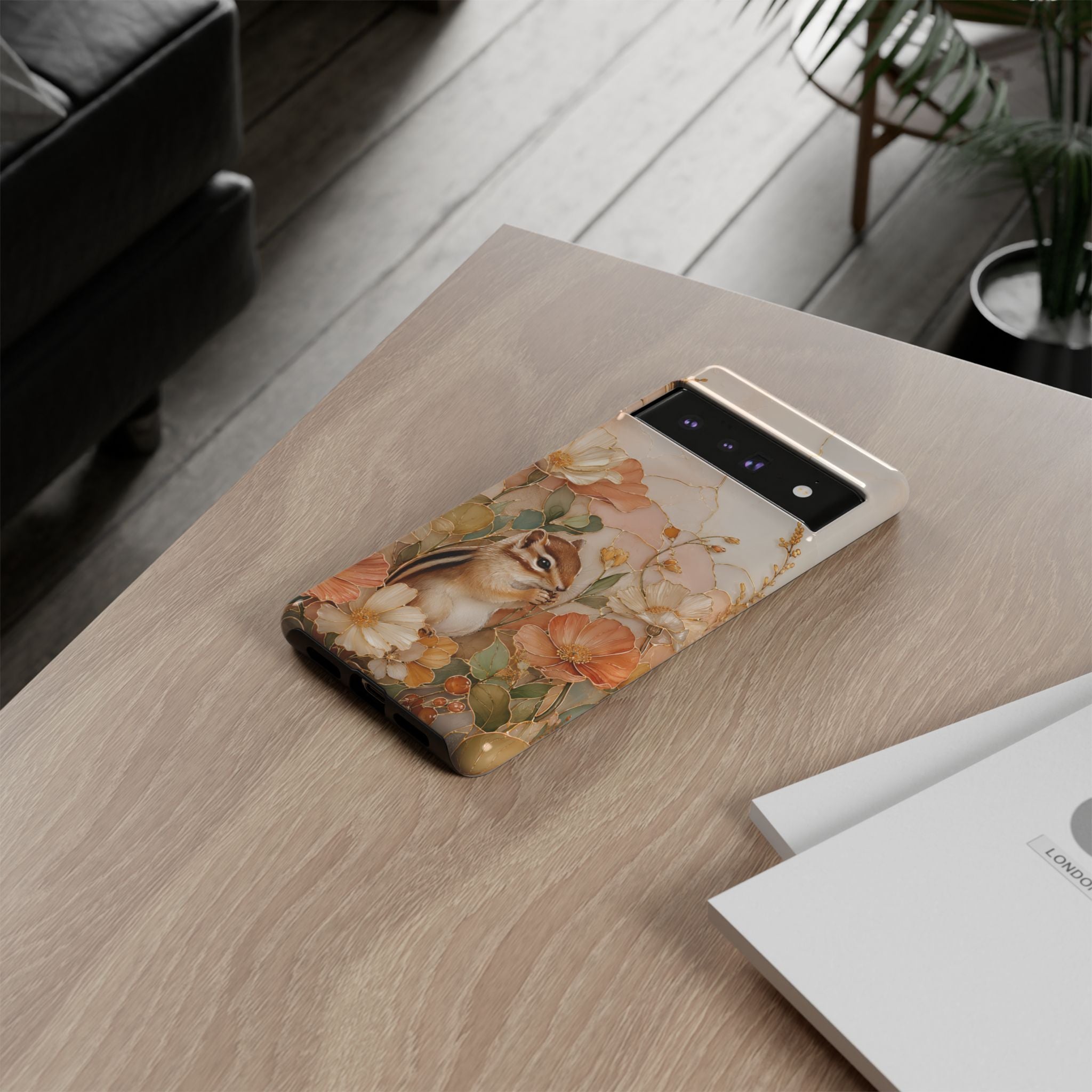 Chipmunk Google Pixel Phone Case | Stained Glass Woodland Animal Case