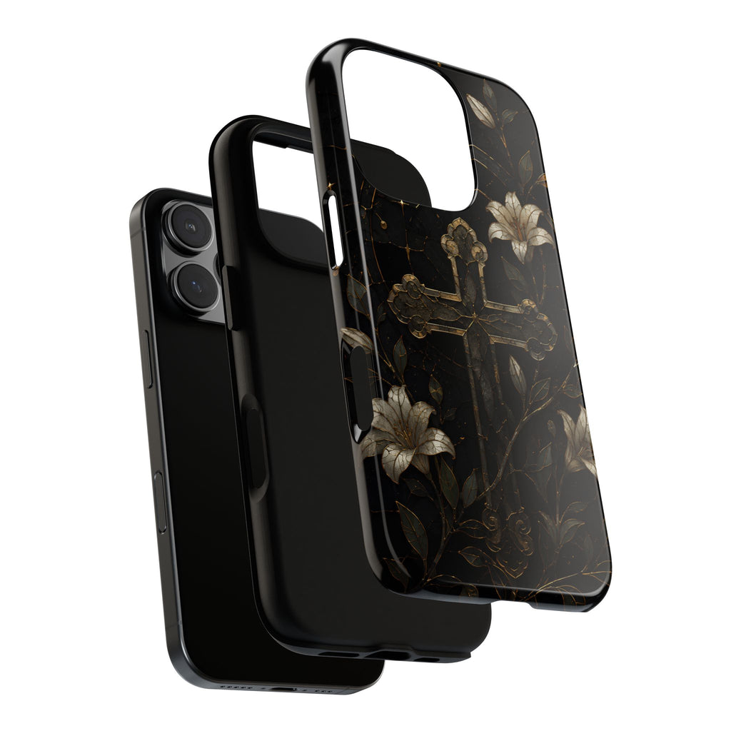 Gothic Cross Lily iPhone Case | Christian iPhone Case