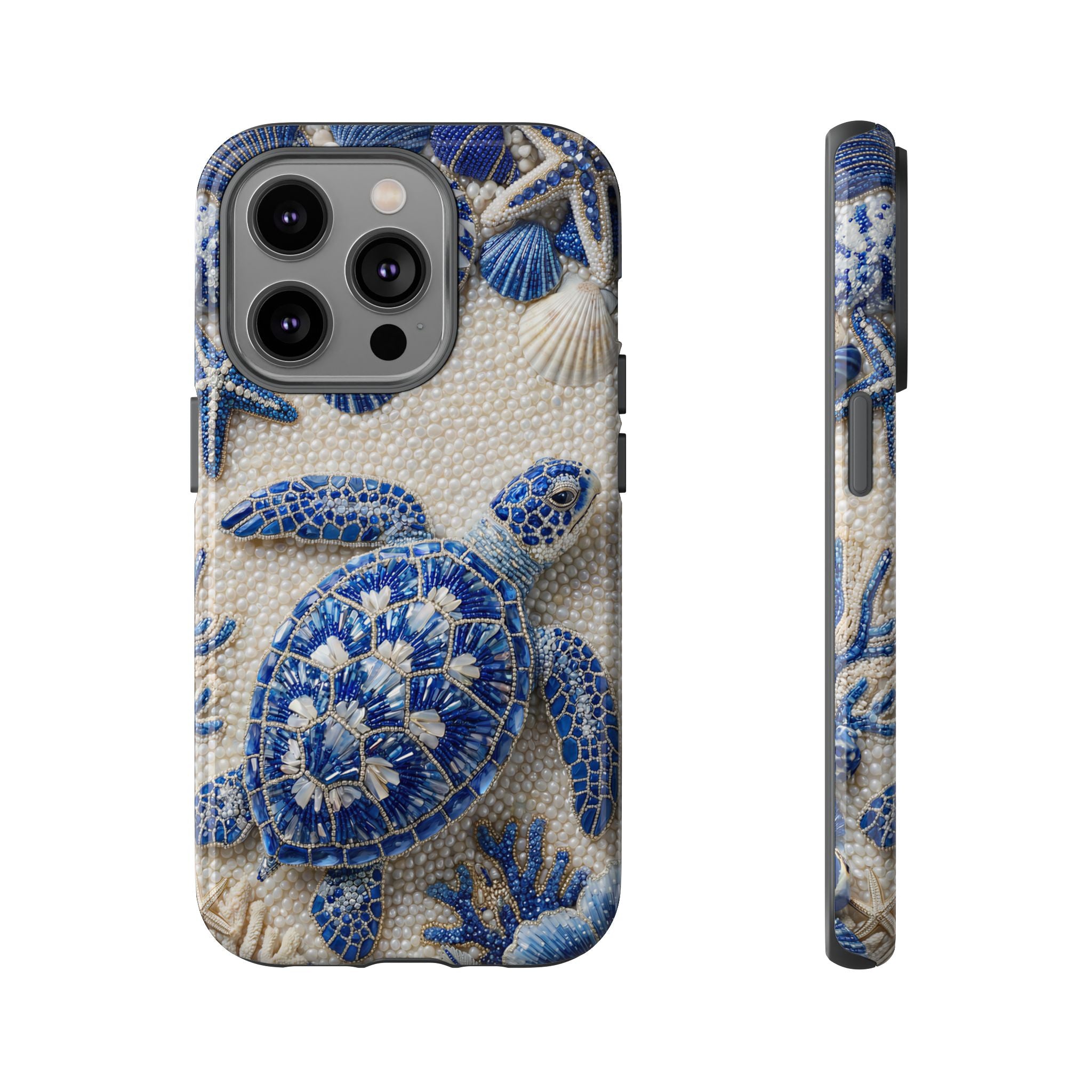 Sea Turtle Blue Ceramic Pattern iPhone Case