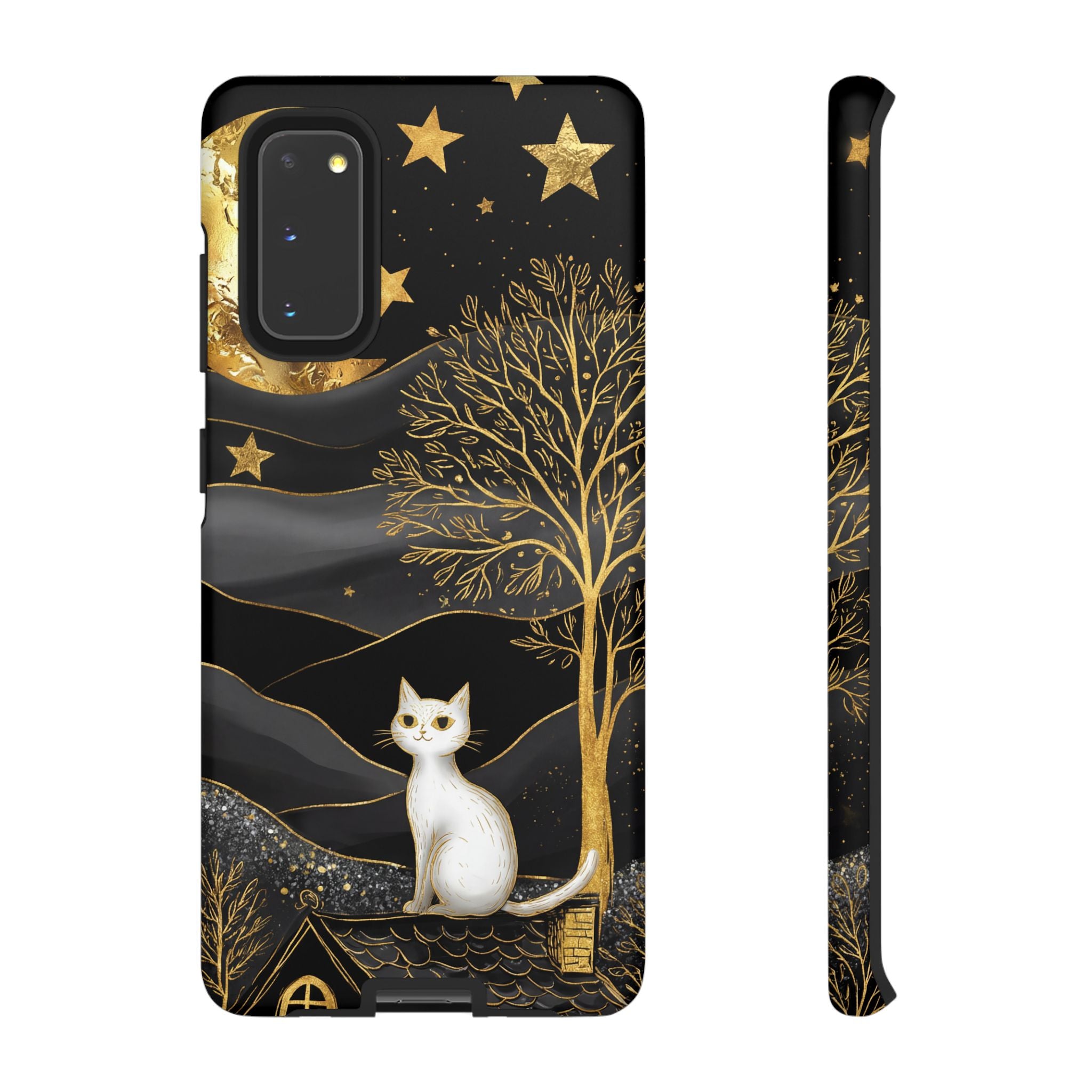 Gold Moon & Celestial Cat Samsung Galaxy Case