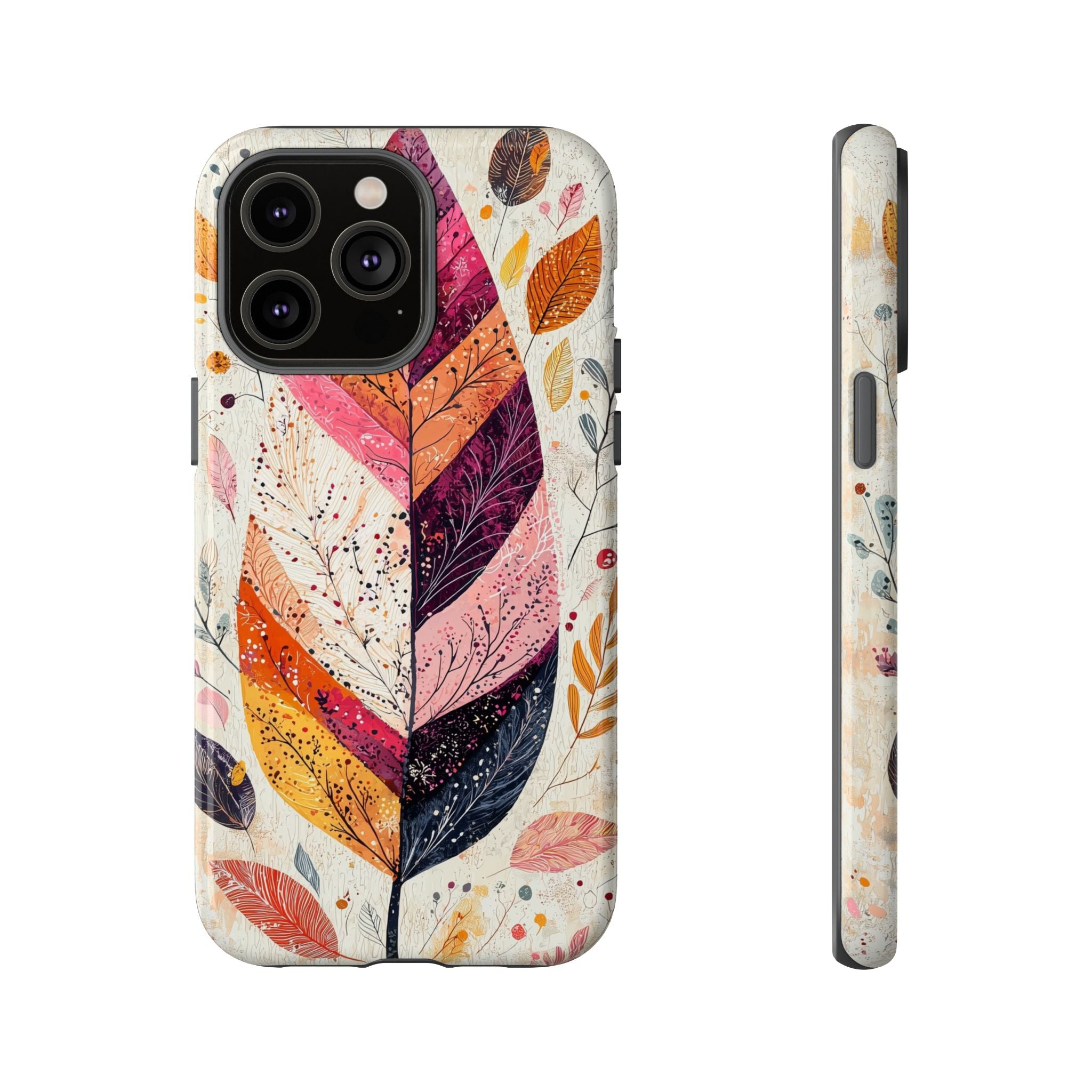 Autumn Leaf Tough iPhone Case | Watercolour Feathered Fall Design