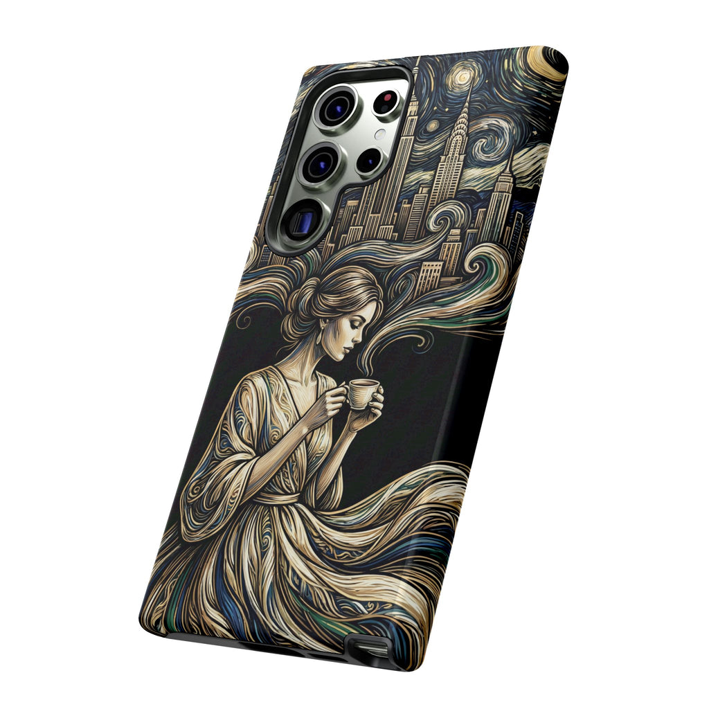 Vintage Cityscape Woman Tea Art Samsung Galaxy Phone Case