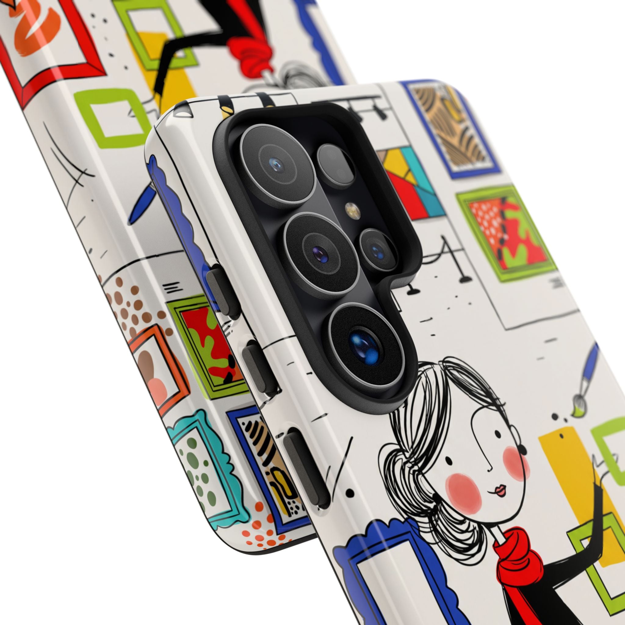 Art Gallery Illustration Samsung Galaxy Phone Case | Cute Woman with Frames Design