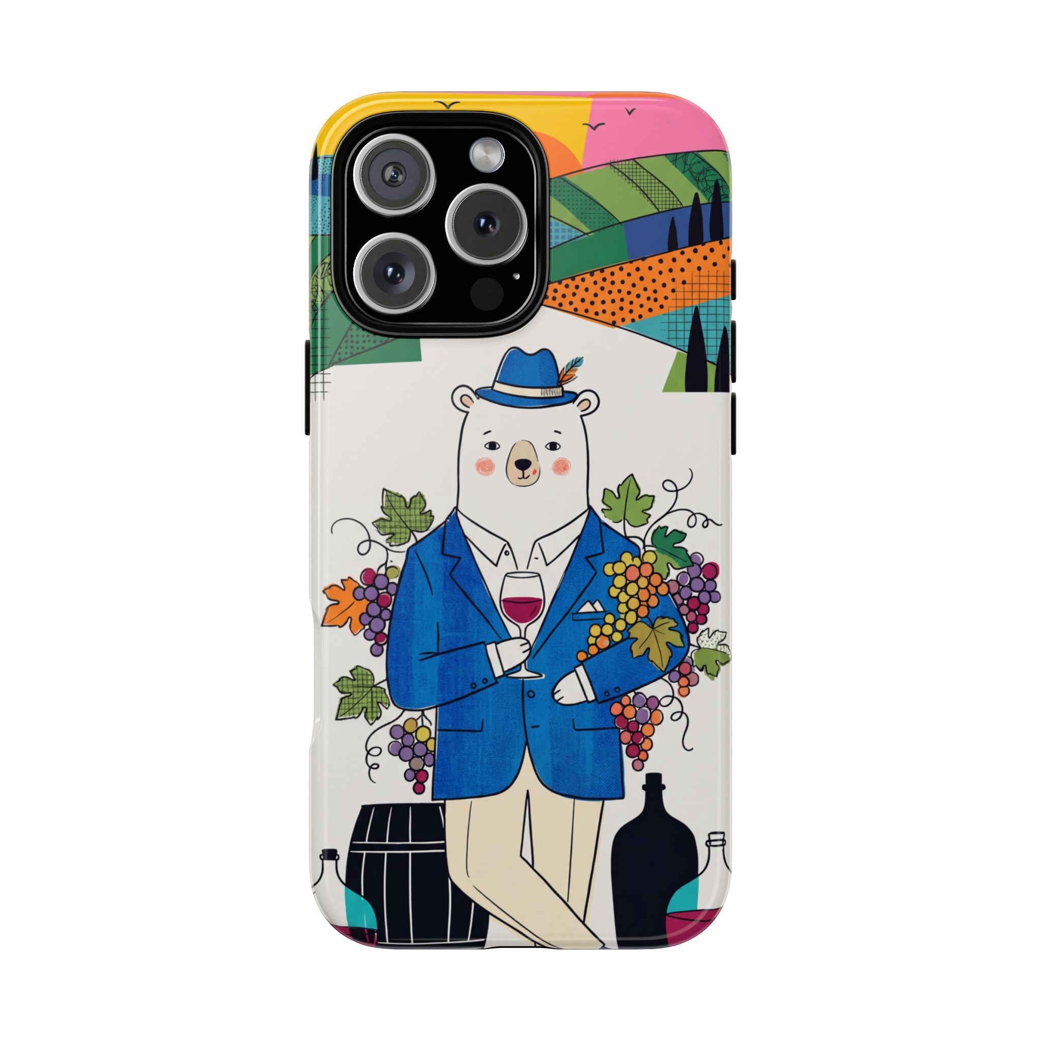 Dapper Polar Bear Wine Lover Illustrated Protective iPhone Case