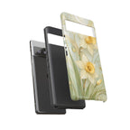 Stained Glass Daffodil Google Pixel Phone Case | Yellow Floral Phone Cover