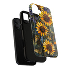 Custodia MagSafe resistente per iPhone con motivo a girasole in vetro colorato