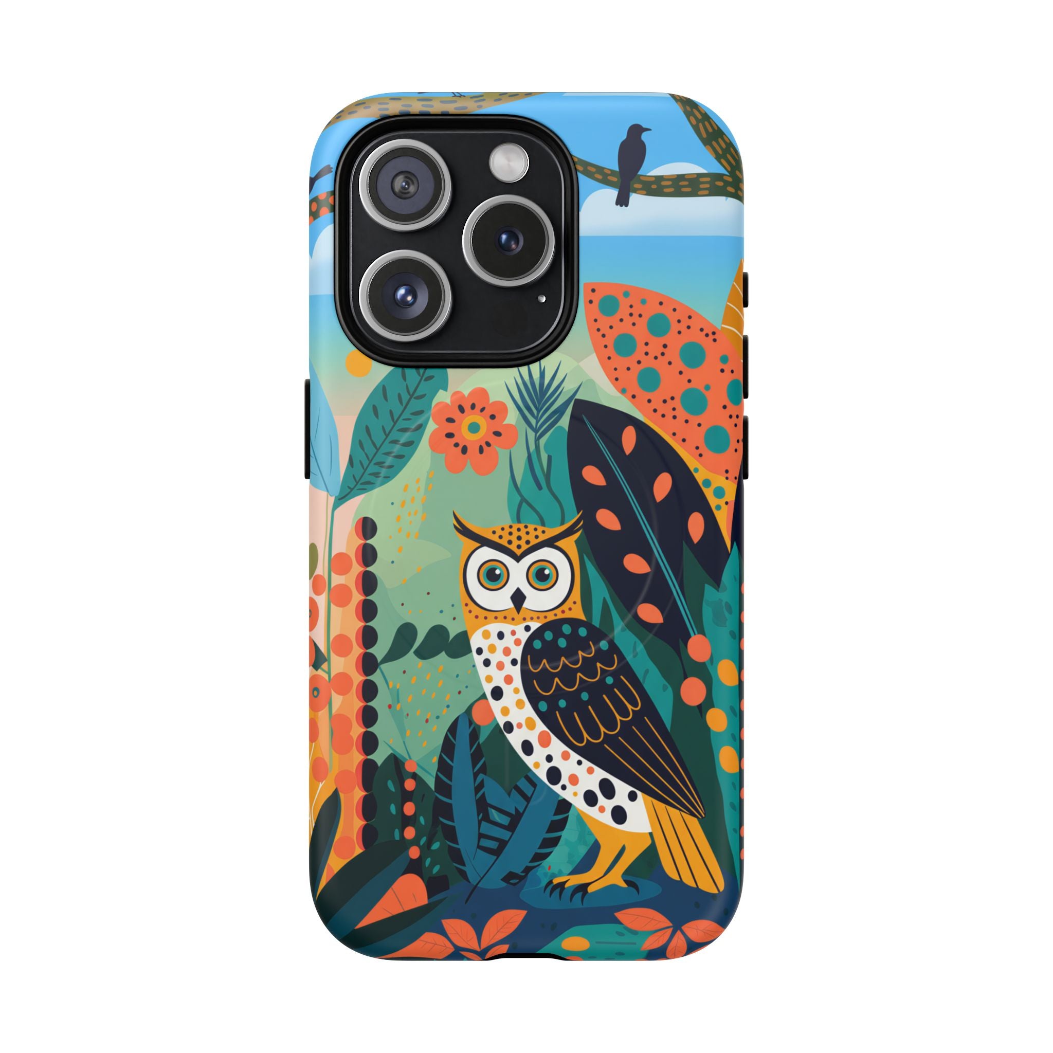 Botanical Forest Colourful Owl MagSafe iPhone Case
