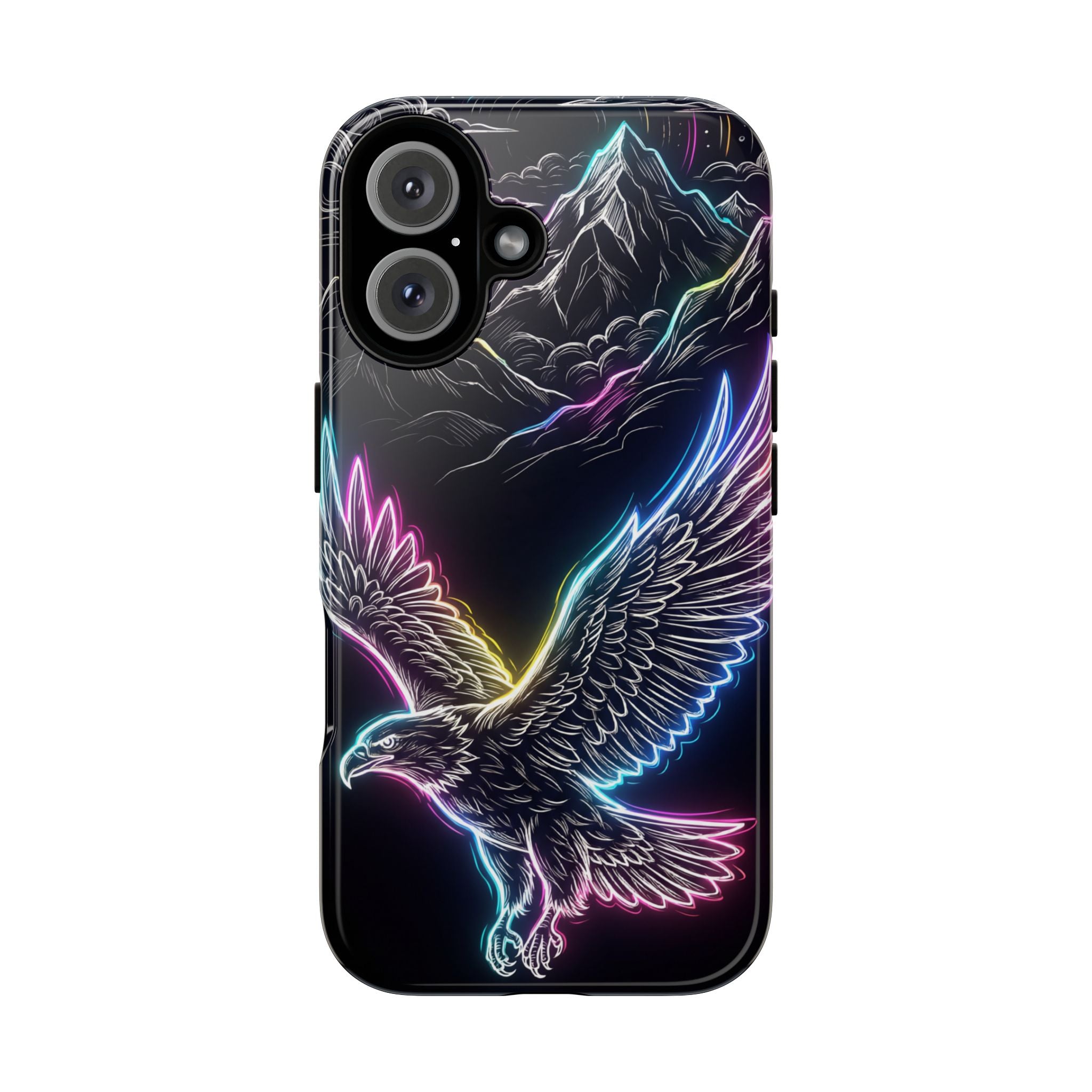 Neon Eagle iPhone Case with Mountain Design
