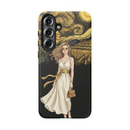 Cover per telefono Samsung Galaxy "Notte di girasoli" | Donna in abito fluente stile Van Gogh