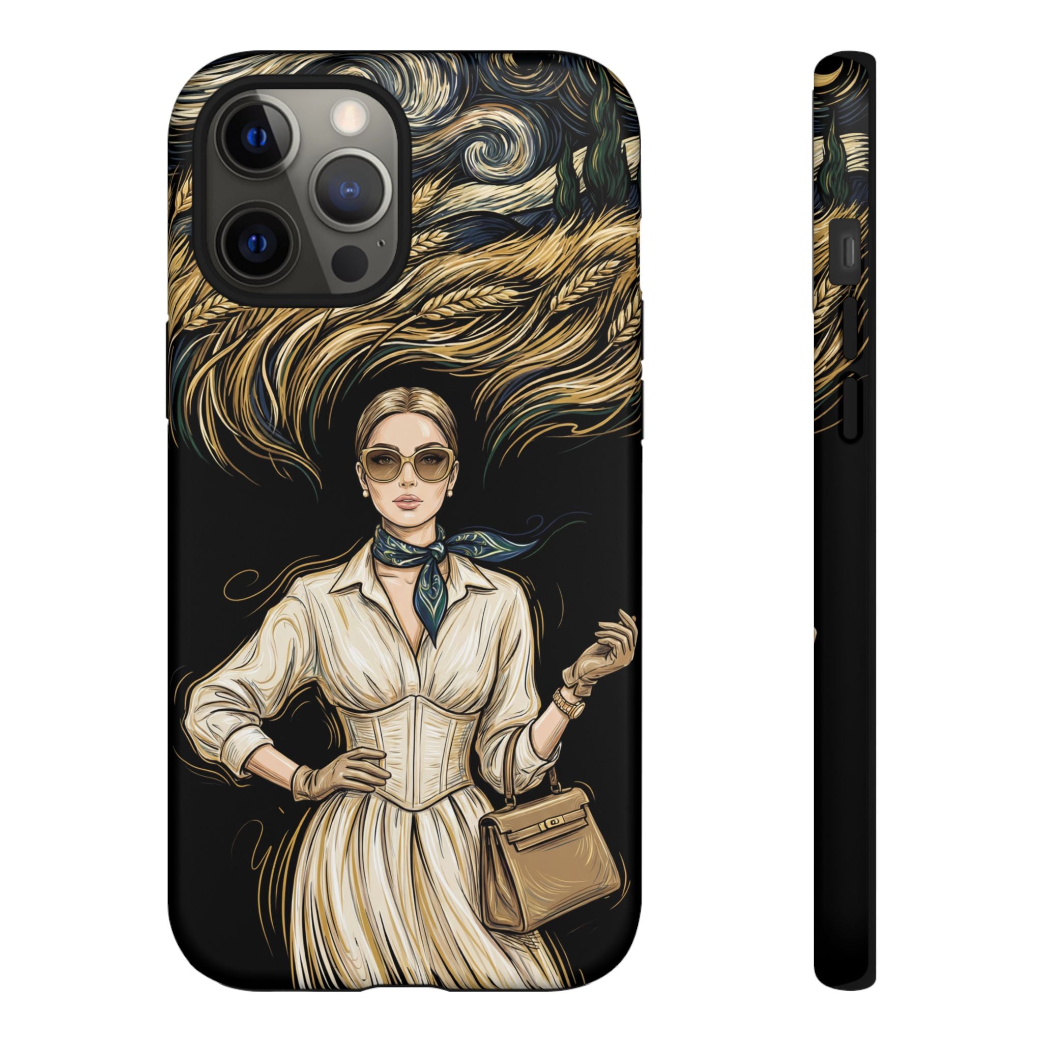 Vintage Elegance iPhone Case | Retro Woman with Flowing Golden Hair