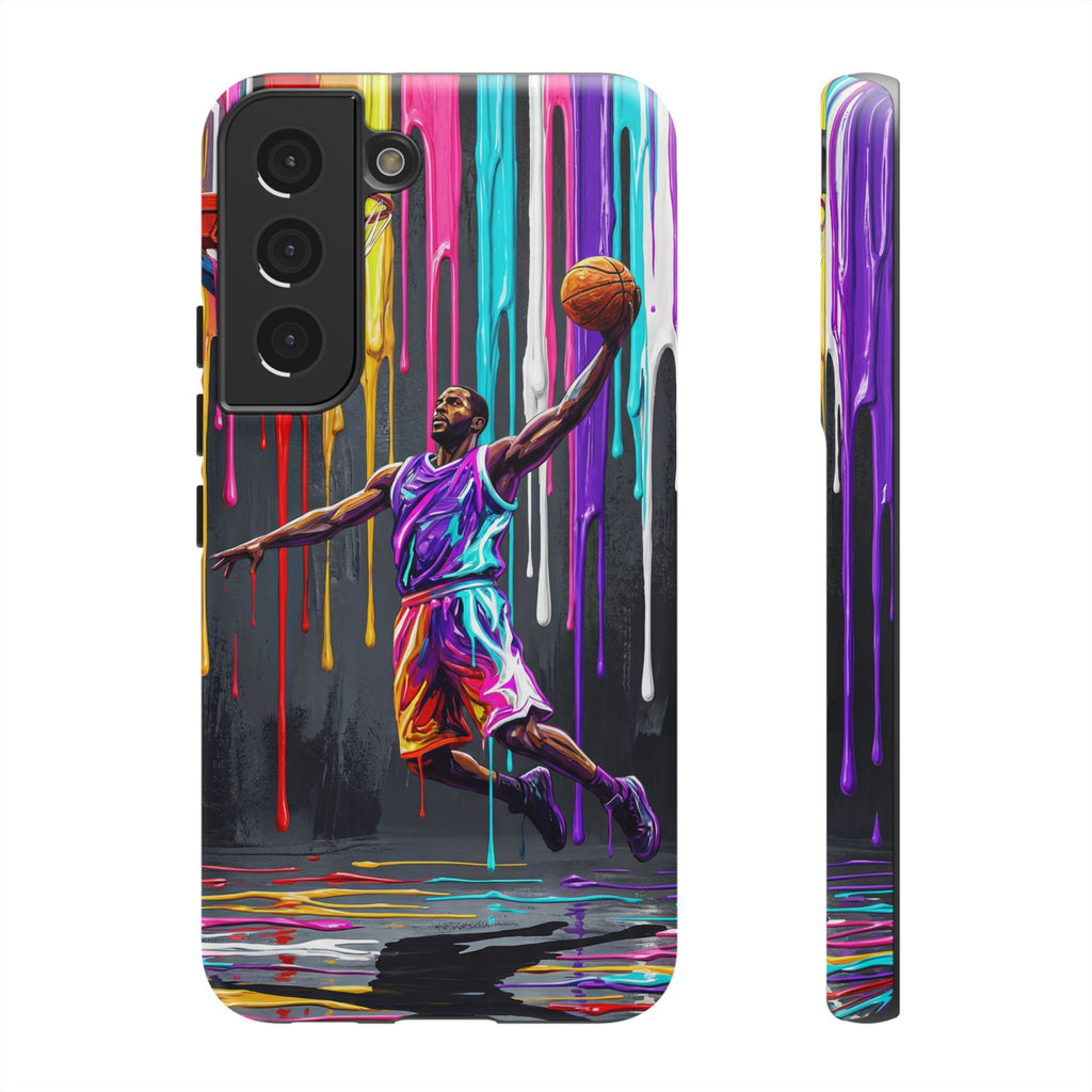 Color Splash Basketball Samsung Galaxy Phone Case | Vibrant Drip Dunk Design