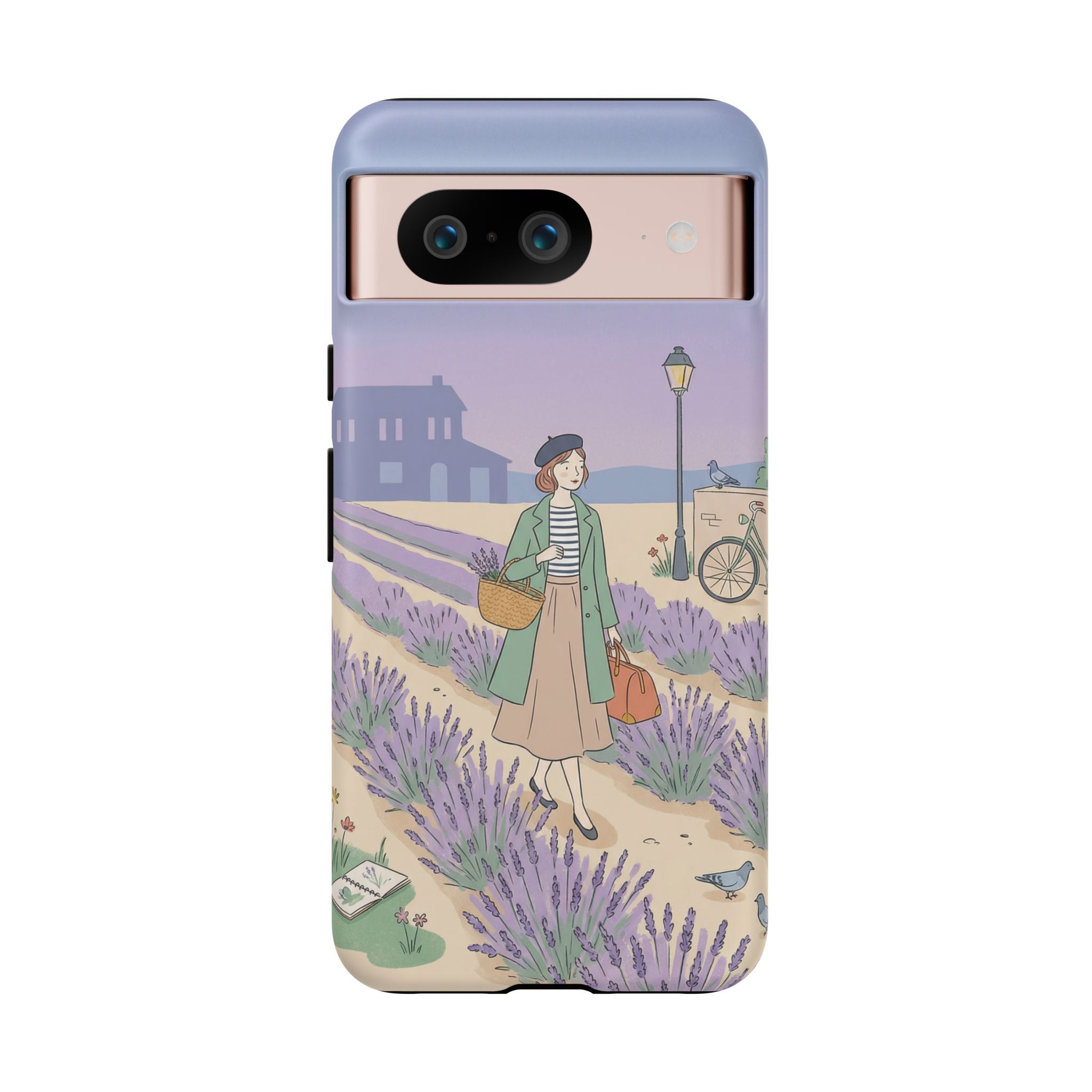 Lavender Field Google Pixel Phone Case | Vintage Travel Illustration Protective Case